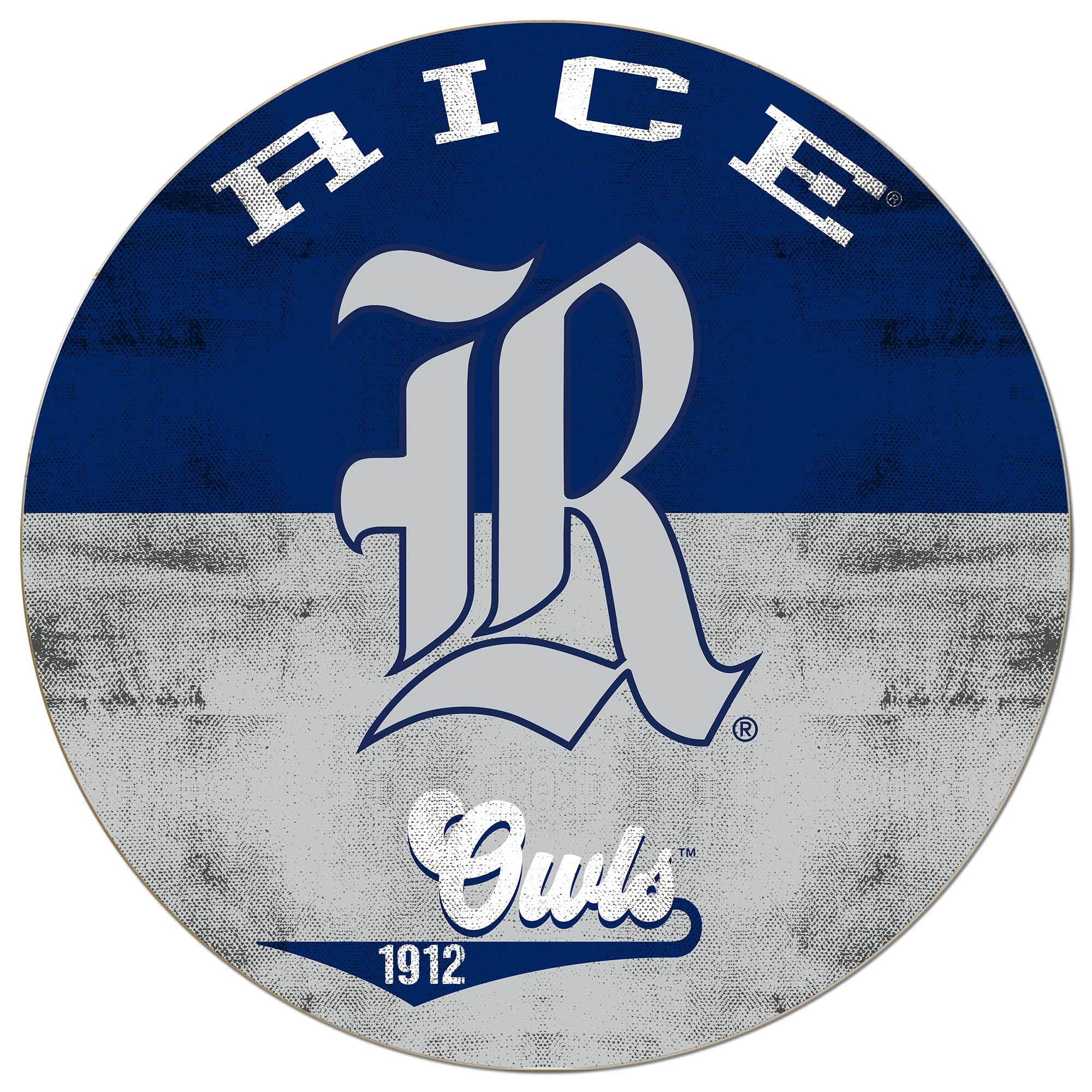 Rice Owls 20'' x 20'' Retro Logo Circle Sign