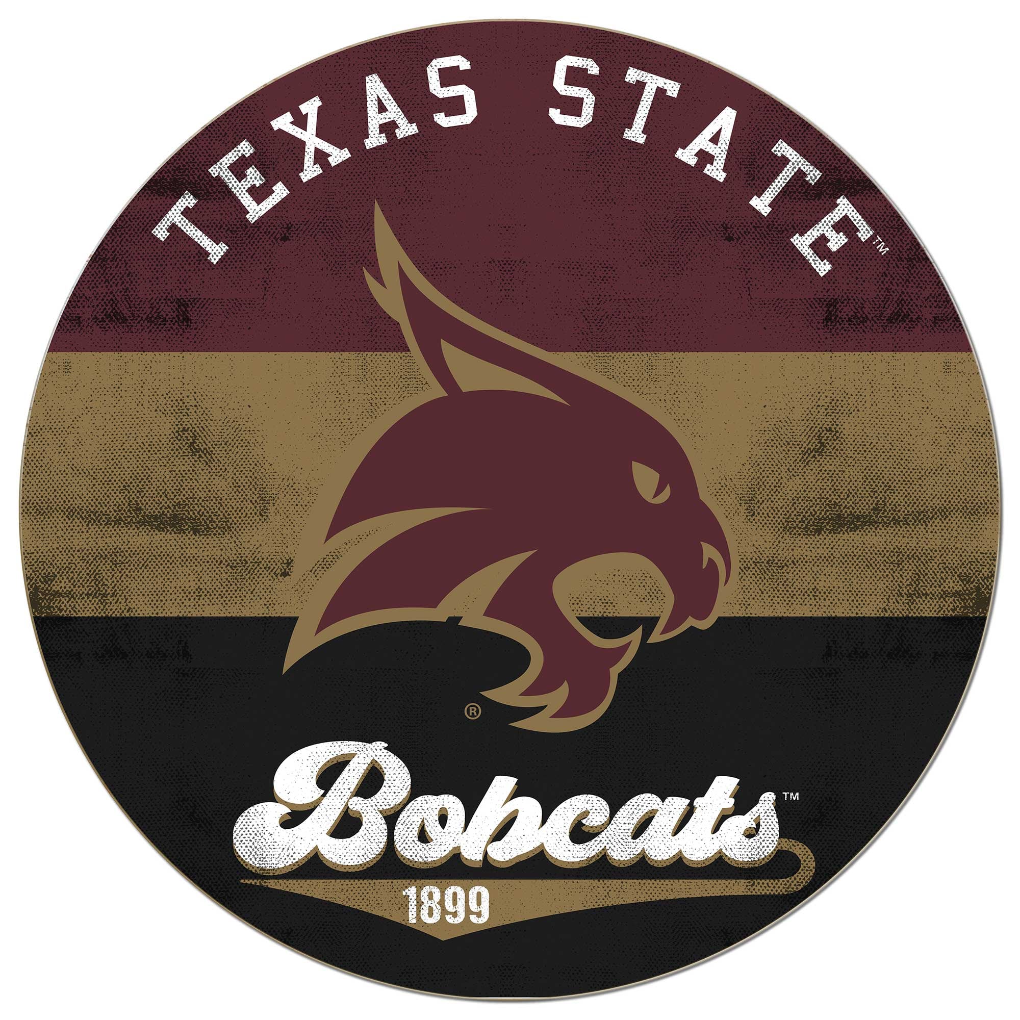 Texas State Bobcats 20'' x 20'' Retro Logo Circle Sign