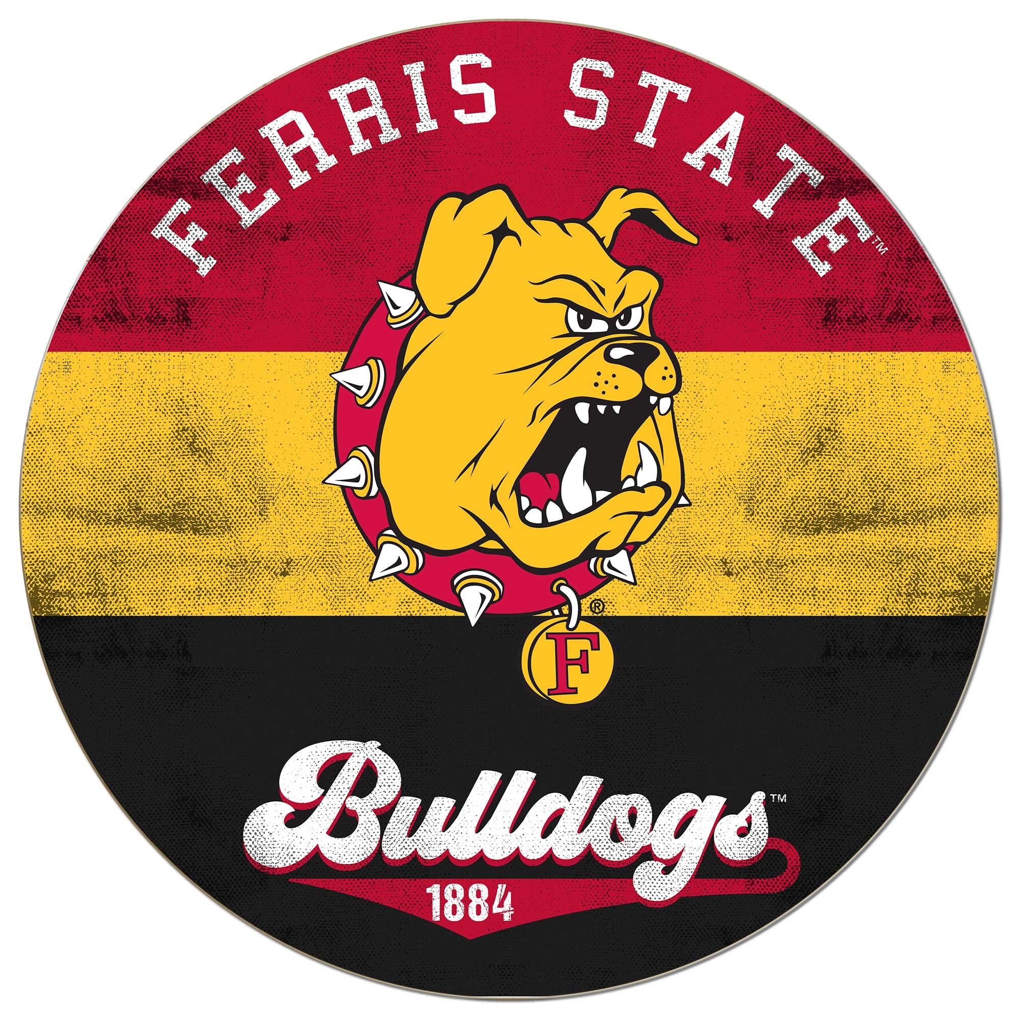 Ferris State Bulldogs 20'' x 20'' Retro Logo Circle Sign