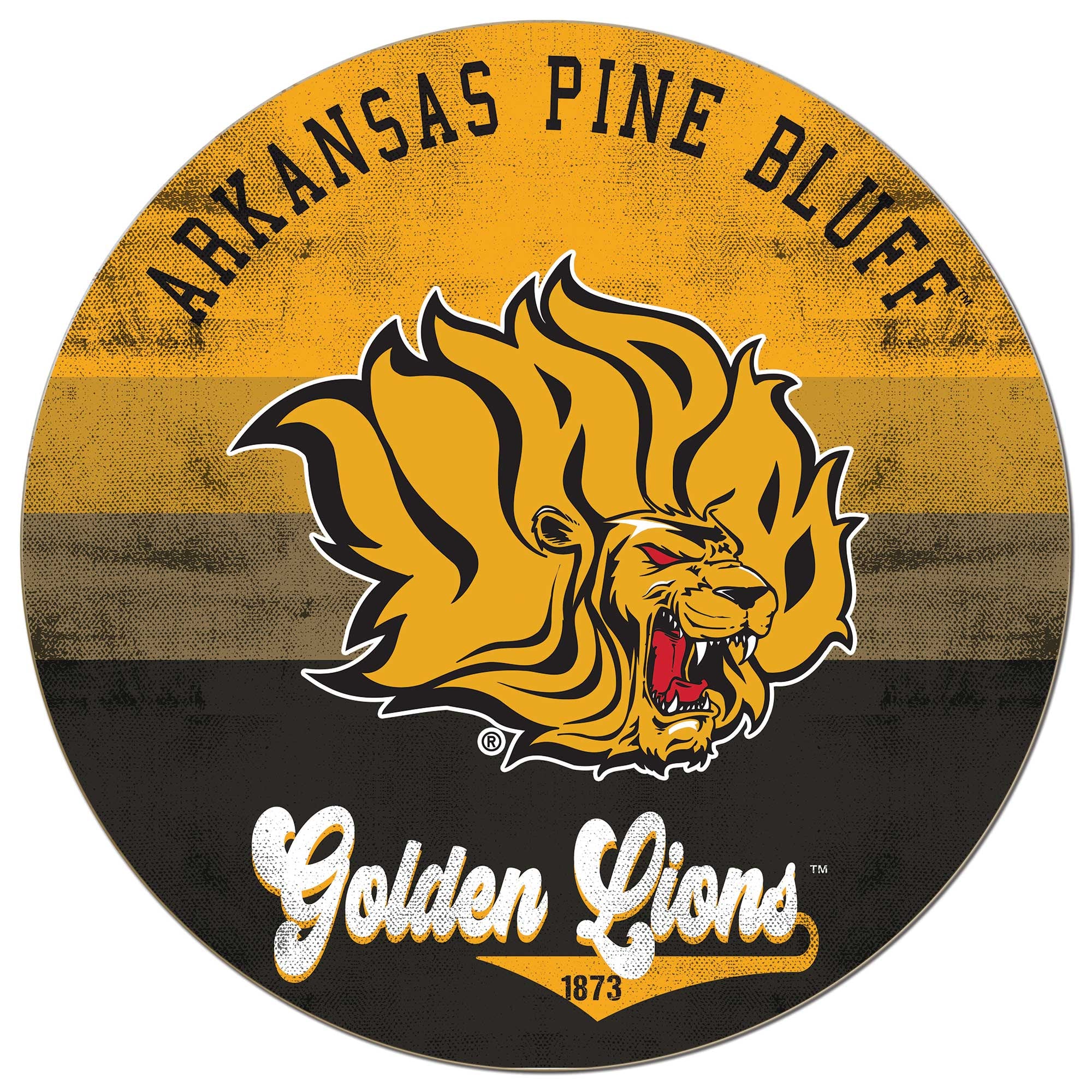 Arkansas Pine Bluff Golden Lions 20'' x 20'' Retro Logo Circle Sign