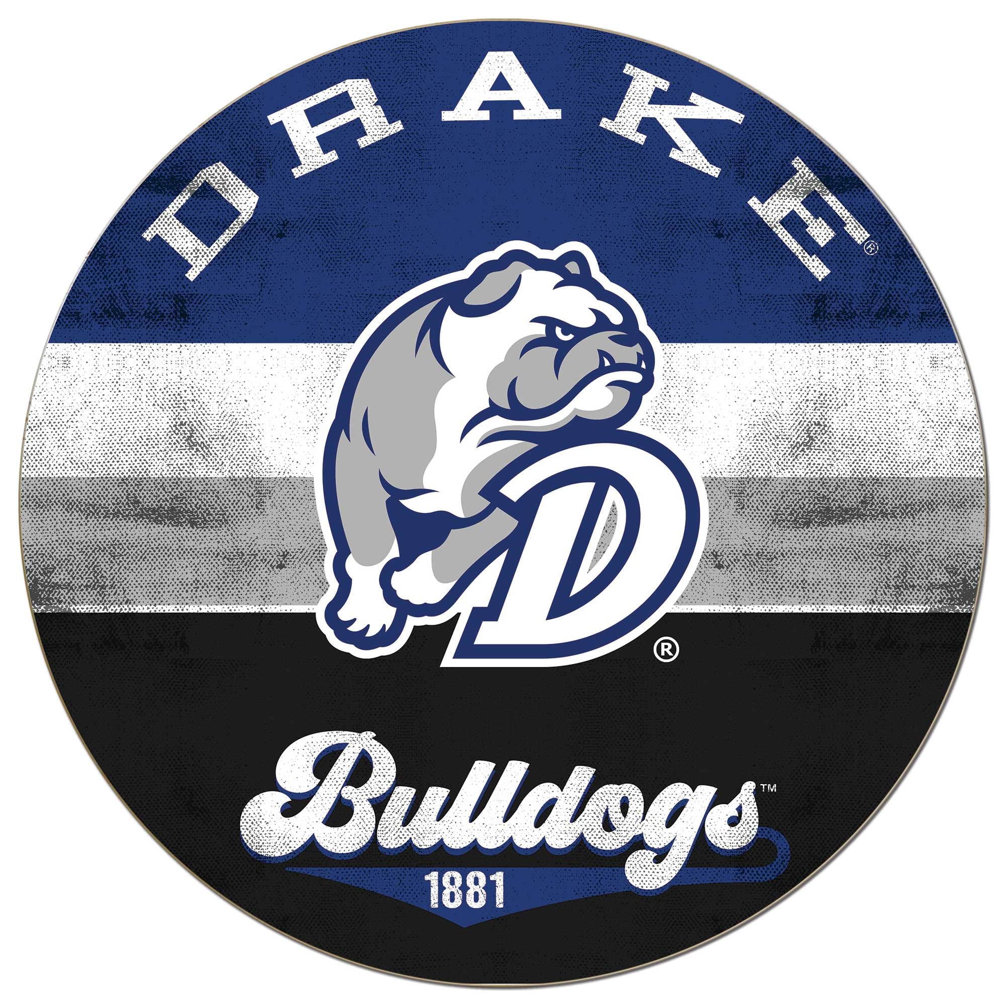 Drake Bulldogs 20'' x 20'' Retro Logo Circle Sign