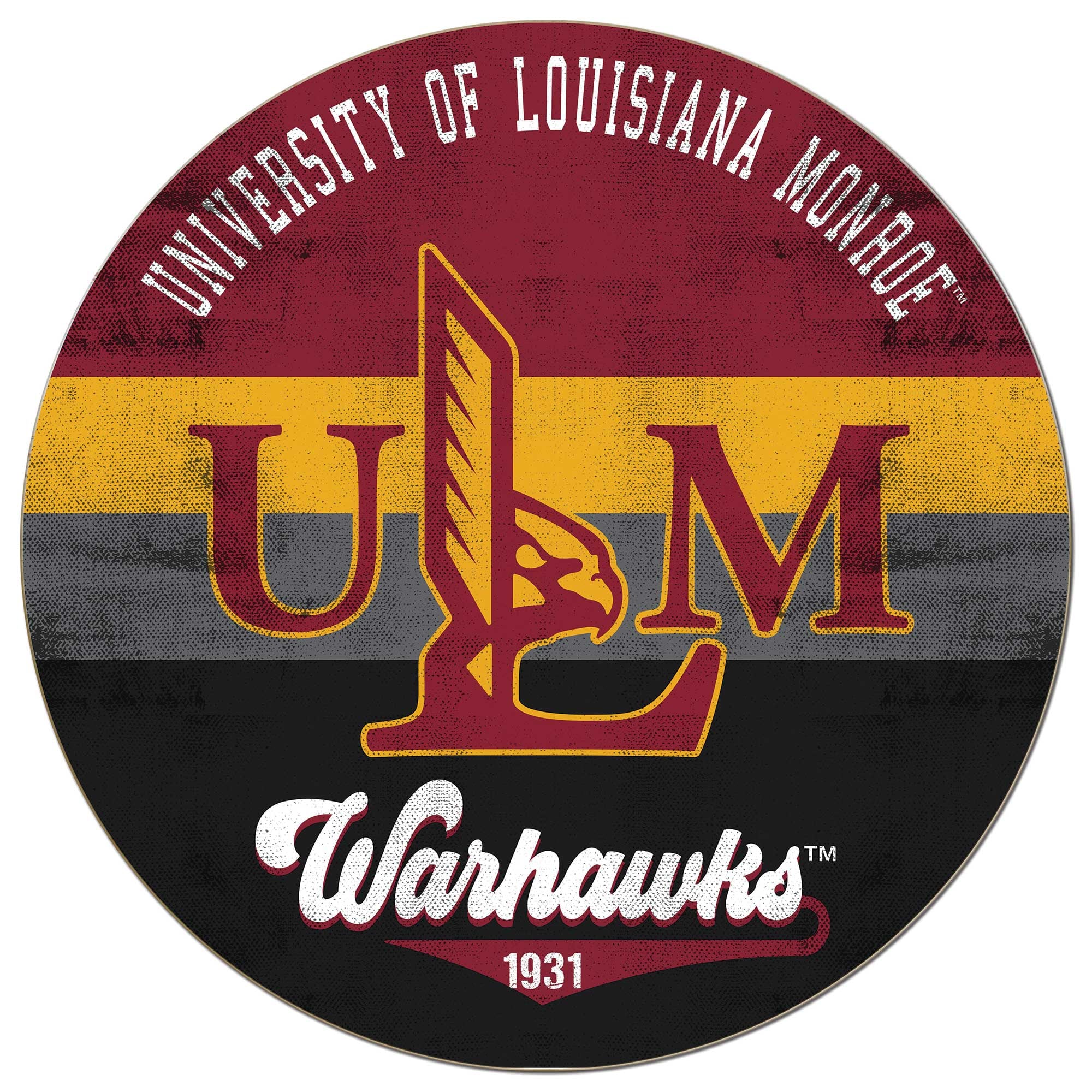 ULM Warhawks 20'' x 20'' Retro Logo Circle Sign