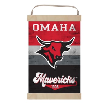 Nebraska Omaha Mavericks Reversible Retro Logo Banner Sign