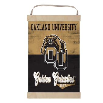 Oakland Golden Grizzlies Reversible Retro Logo Banner Sign