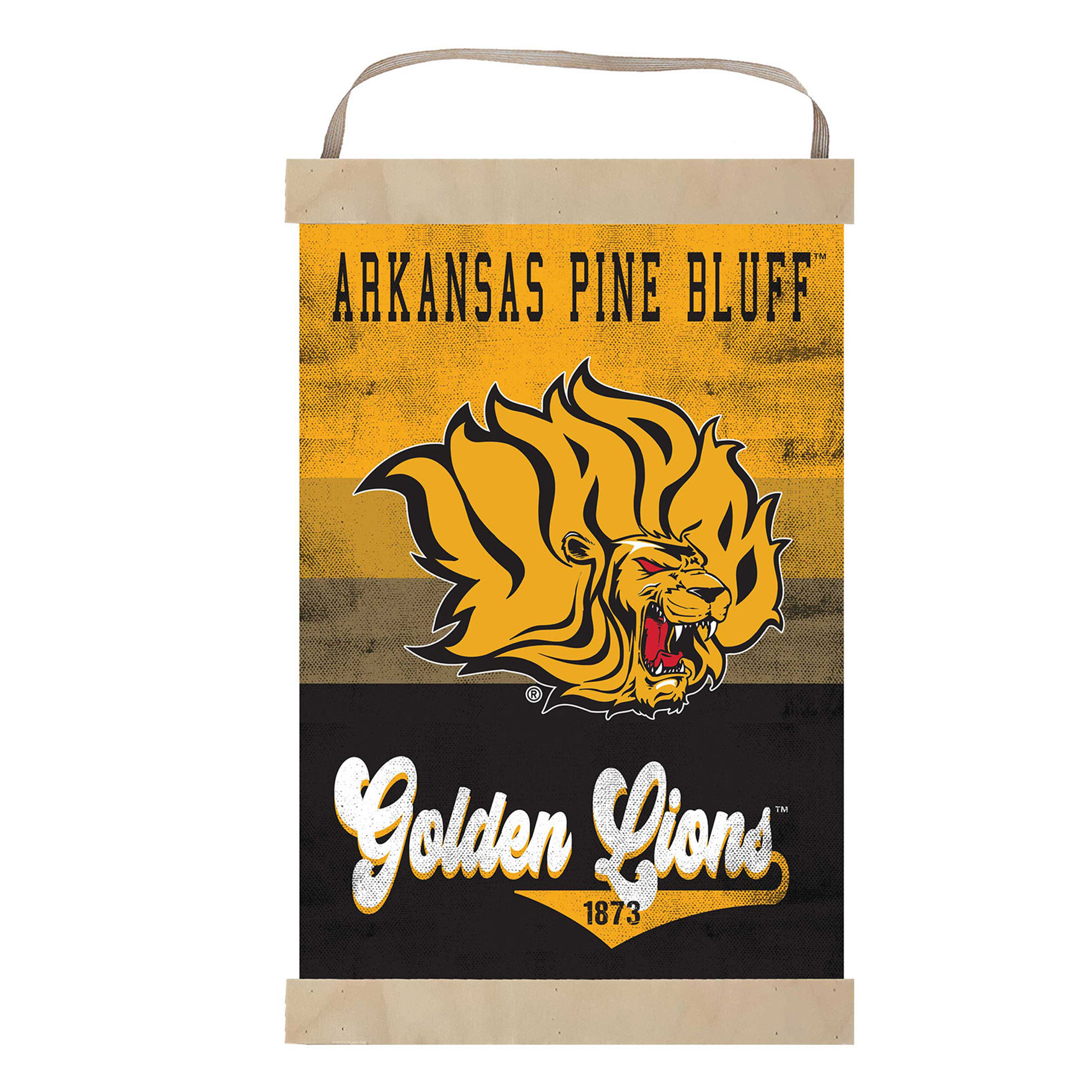 Arkansas Pine Bluff Golden Lions Reversible Retro Logo Banner Sign