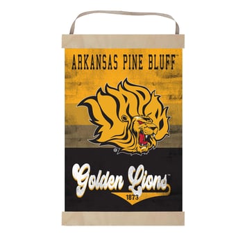 Arkansas Pine Bluff Golden Lions Reversible Retro Logo Banner Sign