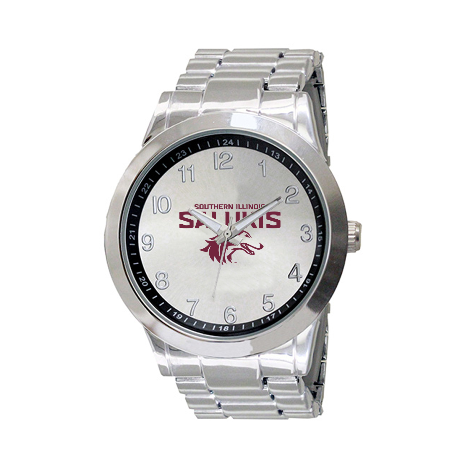 Men's  Silver Southern Illinois Salukis Integris Stainless Steel Watch