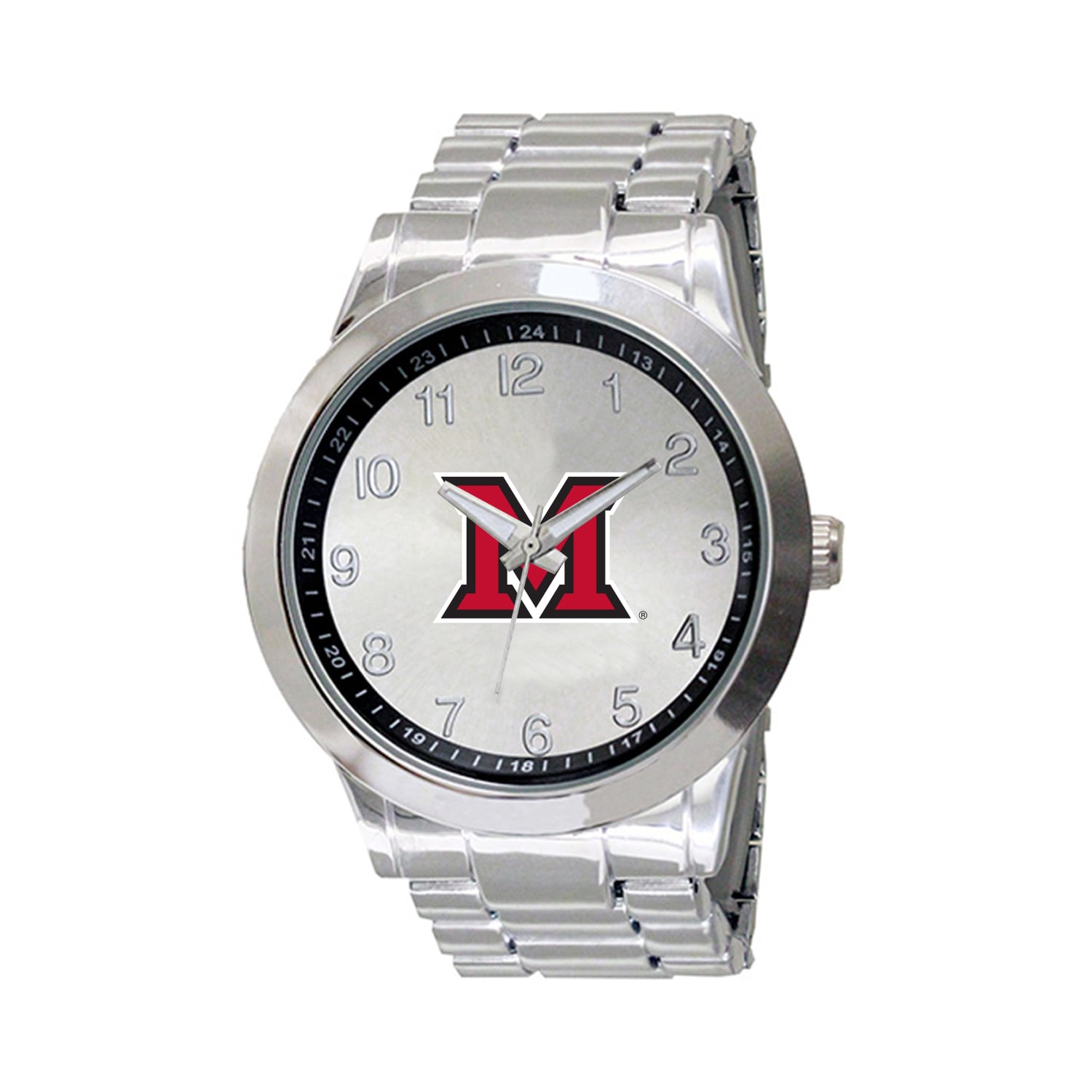 Men's  Silver Miami University RedHawks Integris Stainless Steel Watch