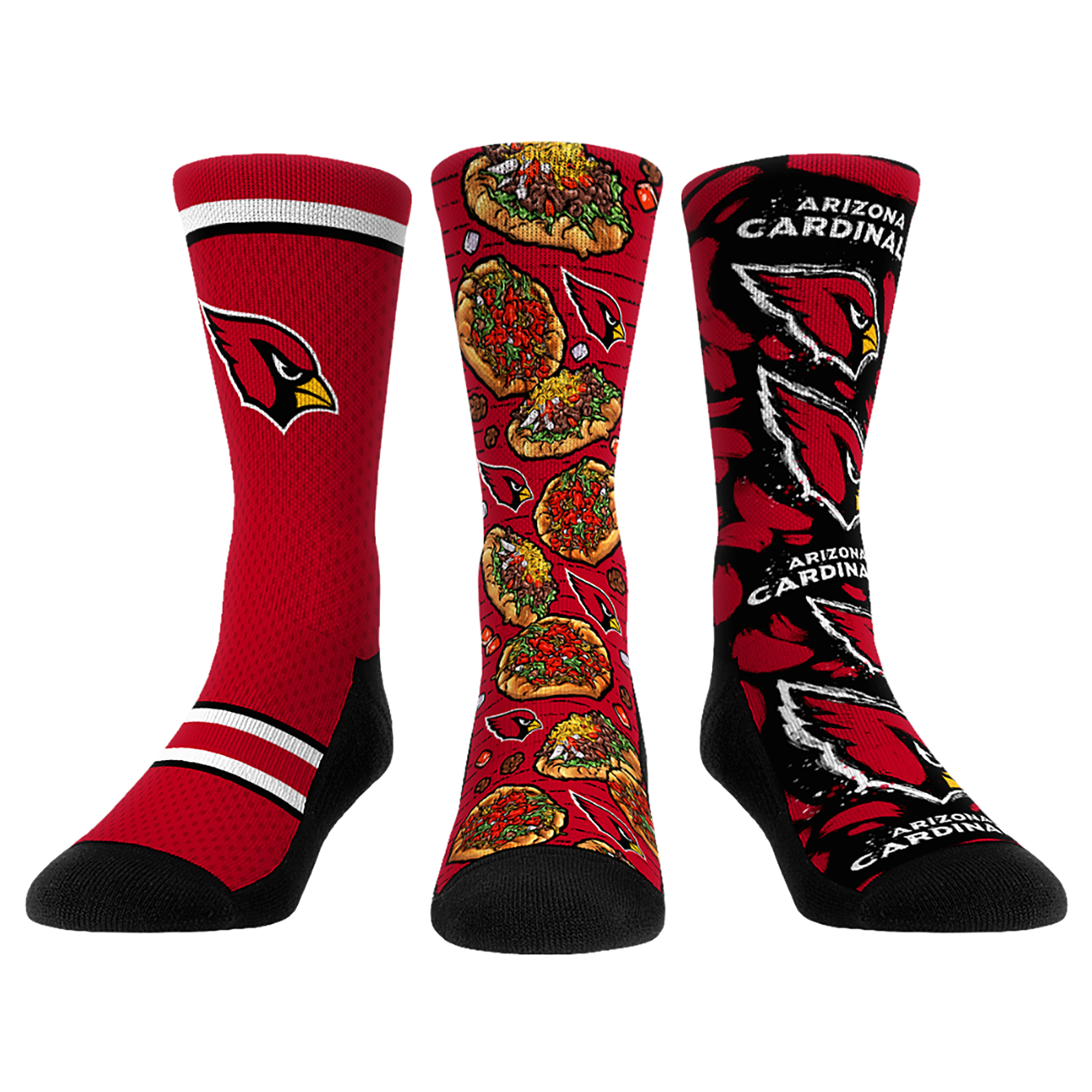 Unisex Rock Em Red Arizona Cardinals Fan Favorite Three-Pack Crew Sock Set