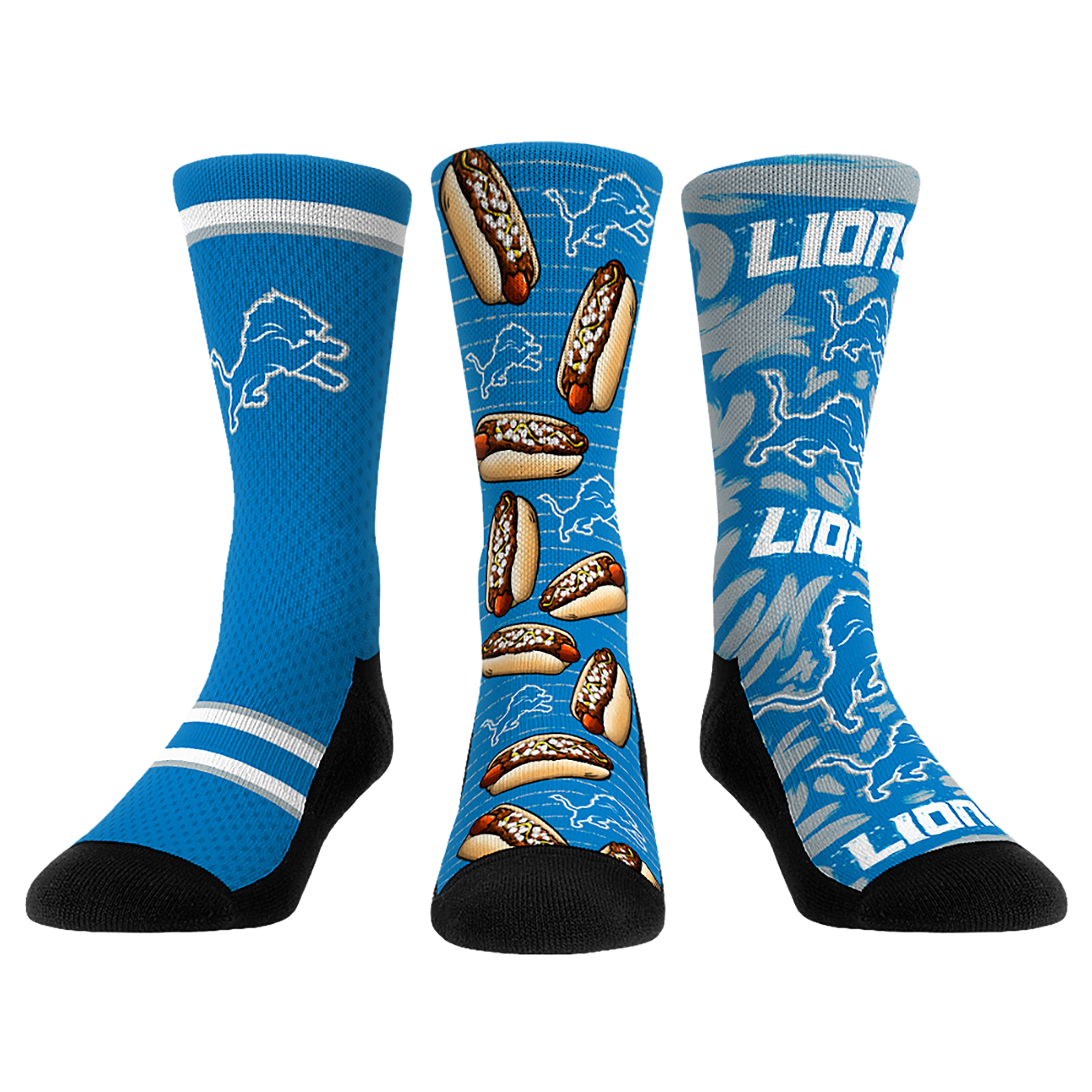 Unisex Rock Em Light Blue Detroit Lions Fan Favorite Three-Pack Crew Sock Set