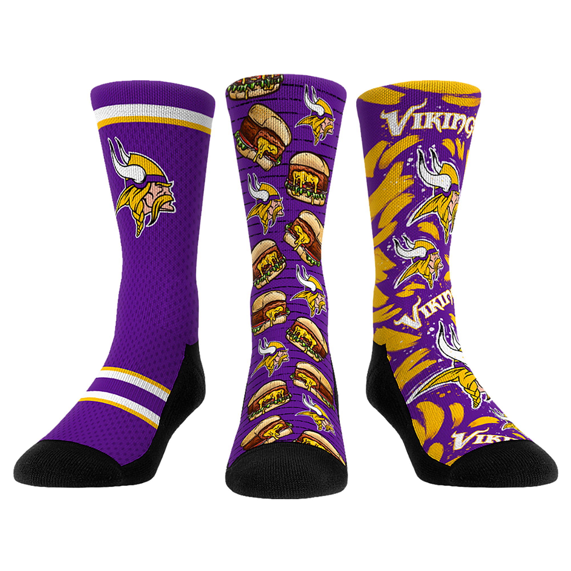 Unisex Rock Em Purple Minnesota Vikings Fan Favorite Three-Pack Crew Sock Set