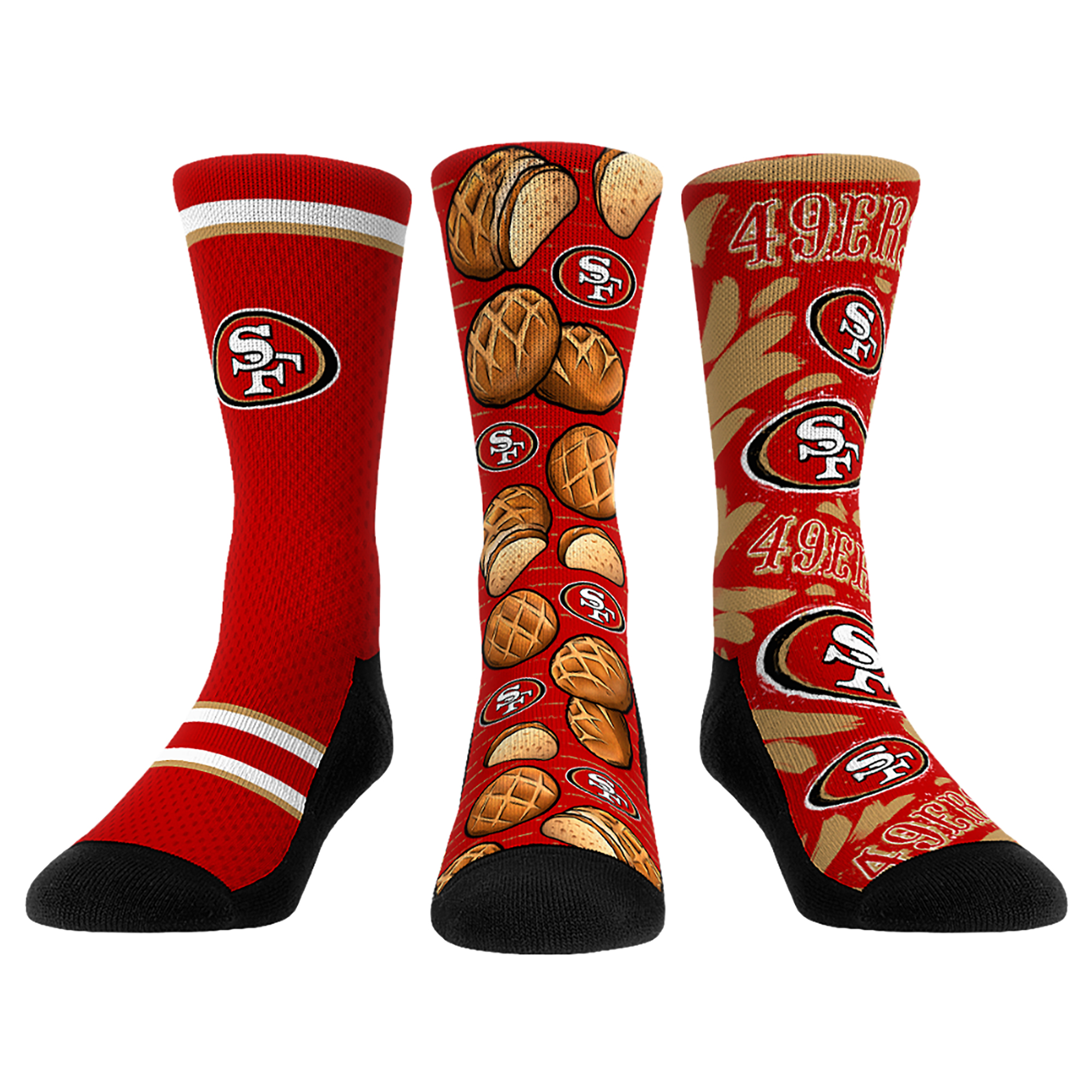 Unisex Rock Em Red San Francisco 49ers Fan Favorite Three-Pack Crew Sock Set