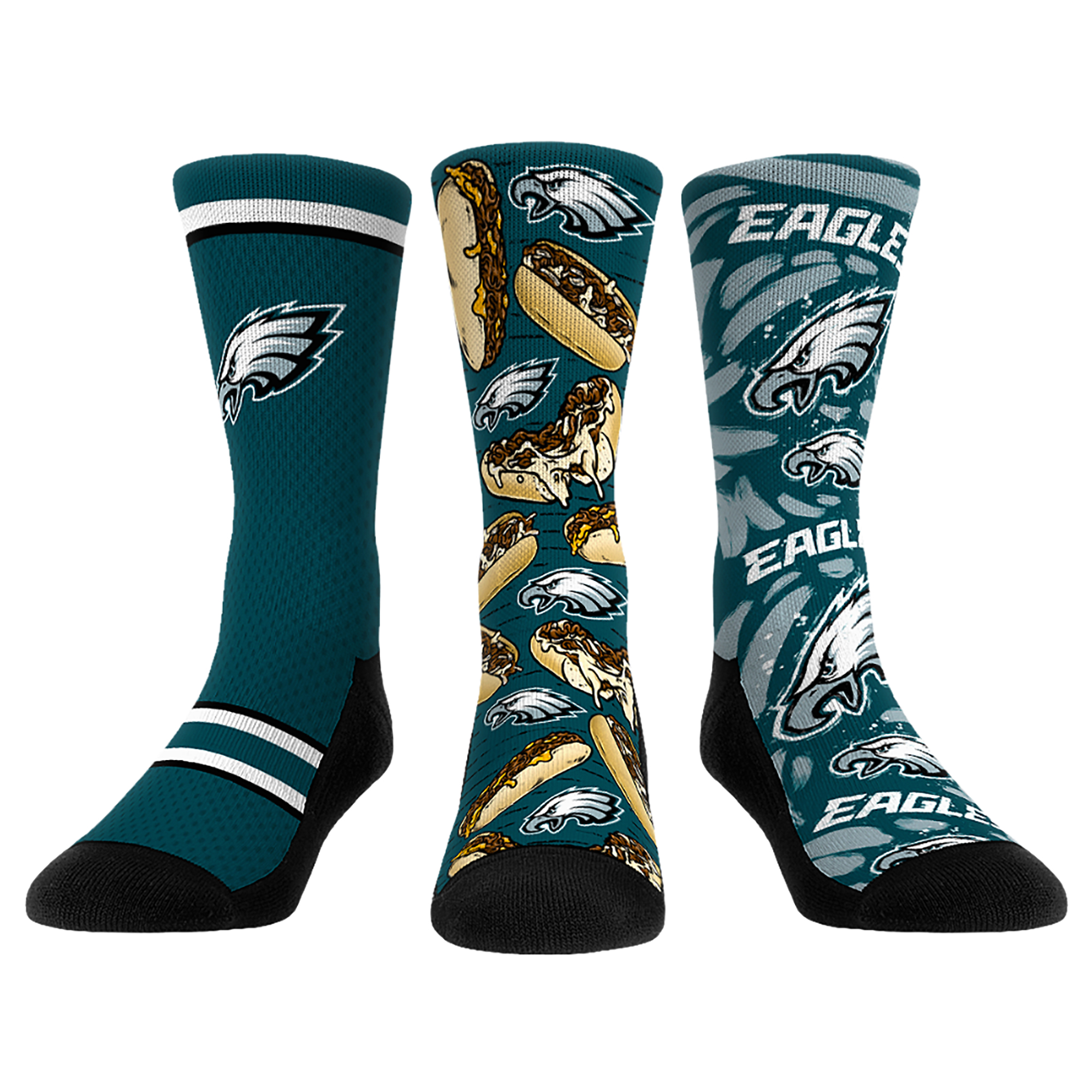 Unisex Rock Em Green Philadelphia Eagles Fan Favorite Three-Pack Crew Sock Set