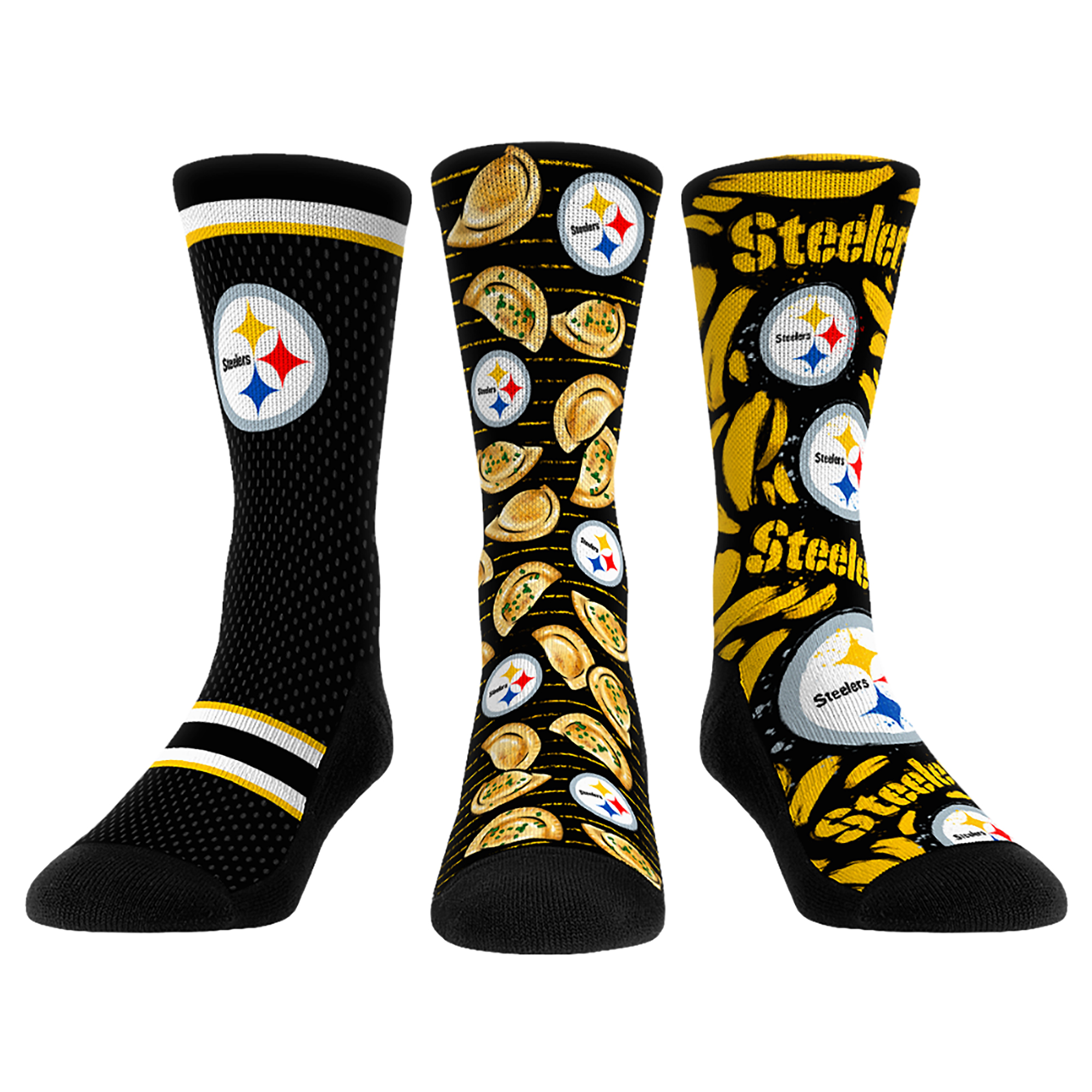 Unisex Rock Em Yellow Pittsburgh Steelers Fan Favorite Three-Pack Crew Sock Set