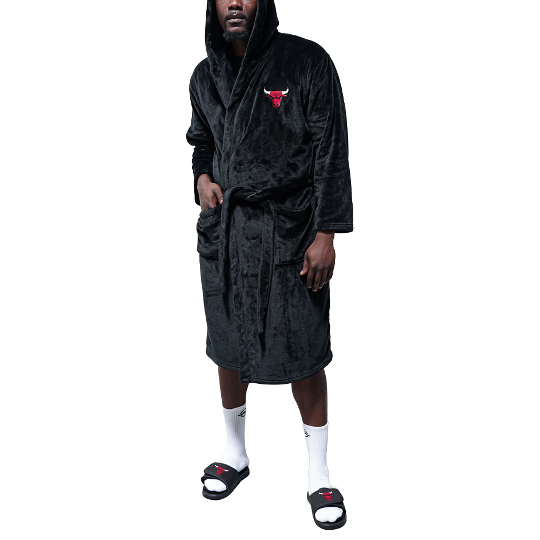 Unisex ISlide Black Chicago Bulls Fleece Phantom Robe