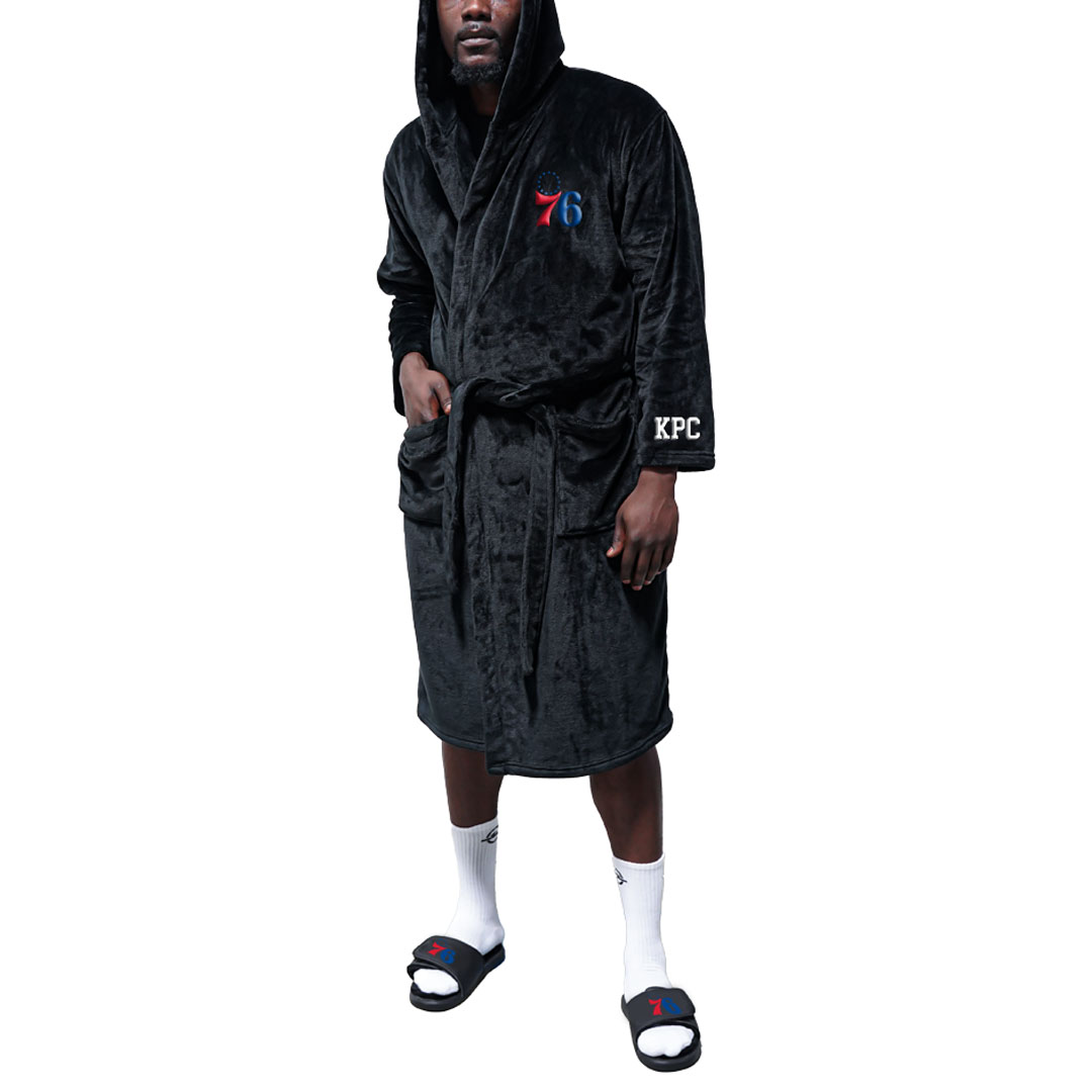Men's ISlide Black Philadelphia 76ers Personalized Phantom Robe