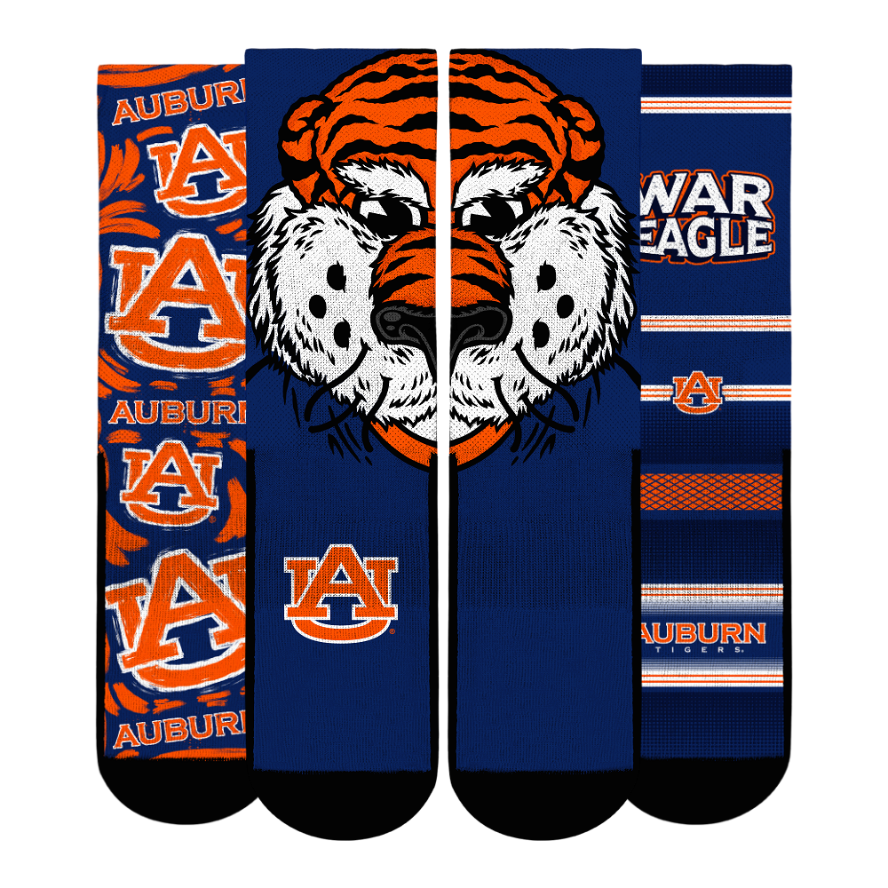 Youth Rock Em  Navy Auburn Tigers Fan Favorite Three-Pack Crew Sock Set