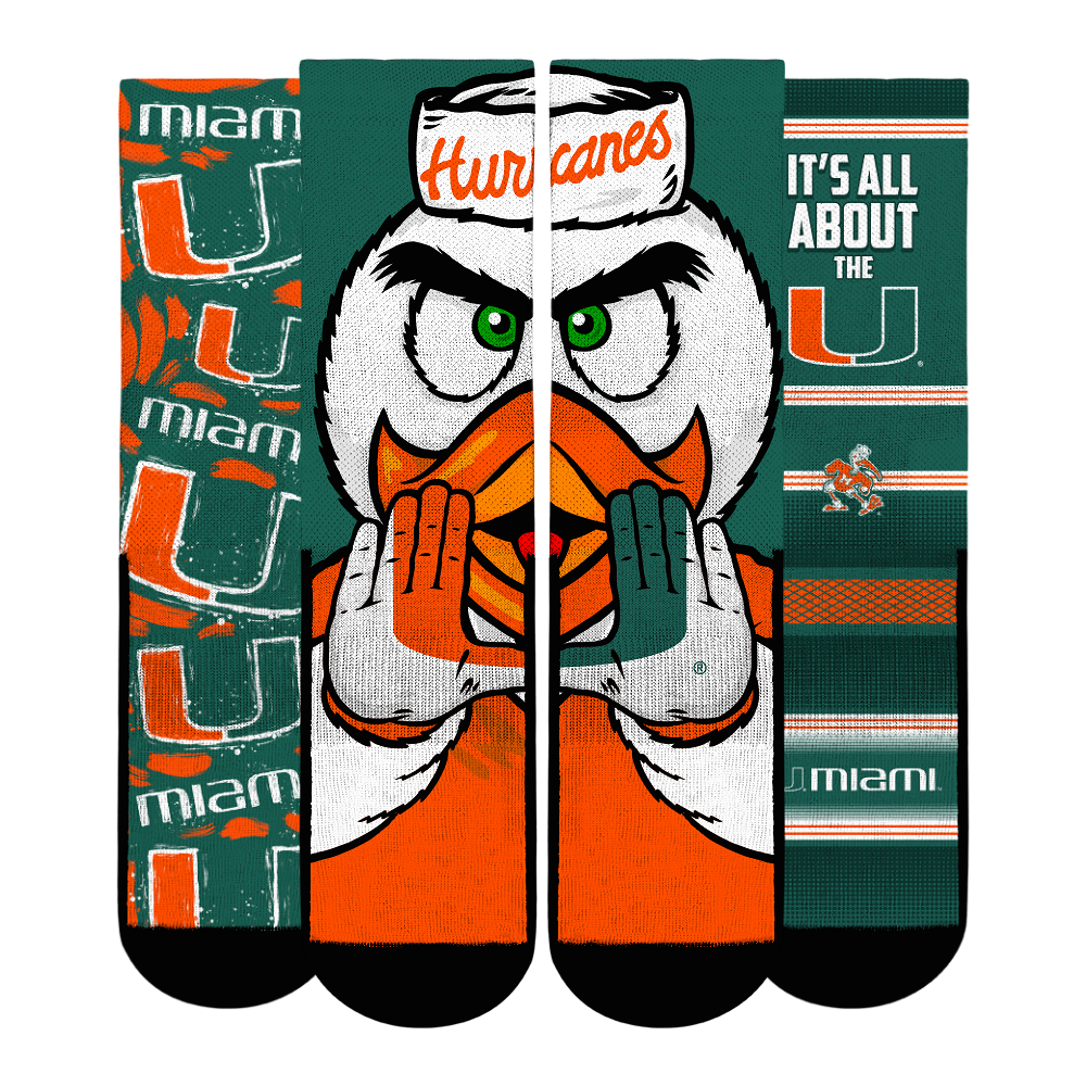 Youth Rock Em  Green Miami Hurricanes Fan Favorite Three-Pack Crew Sock Set
