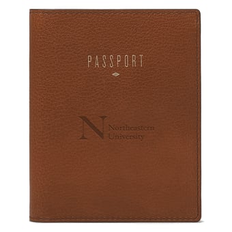 Fossil  Brown Northeastern Huskies Travel RFID Passport Case