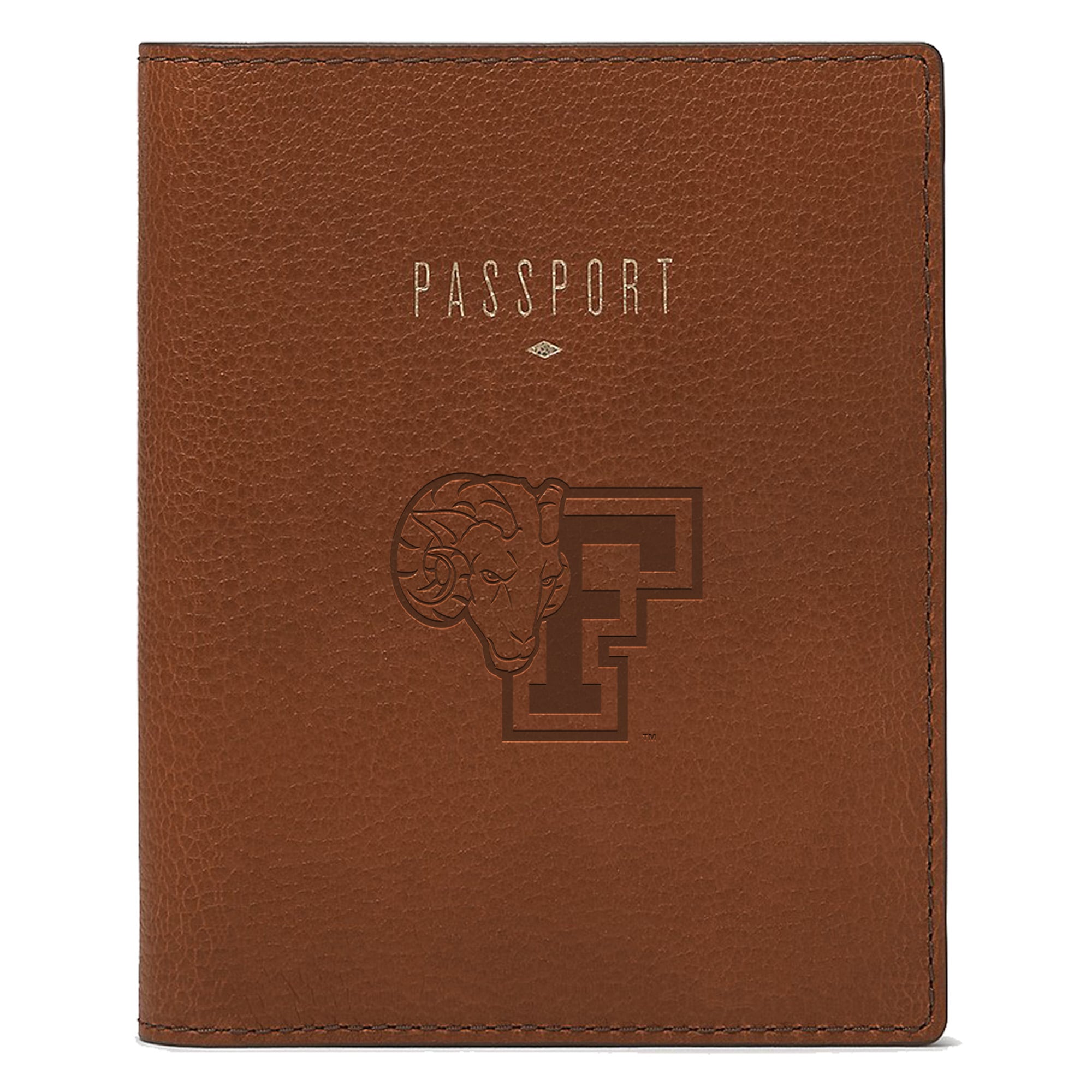 Fossil  Brown Fordham Rams Travel RFID Passport Case