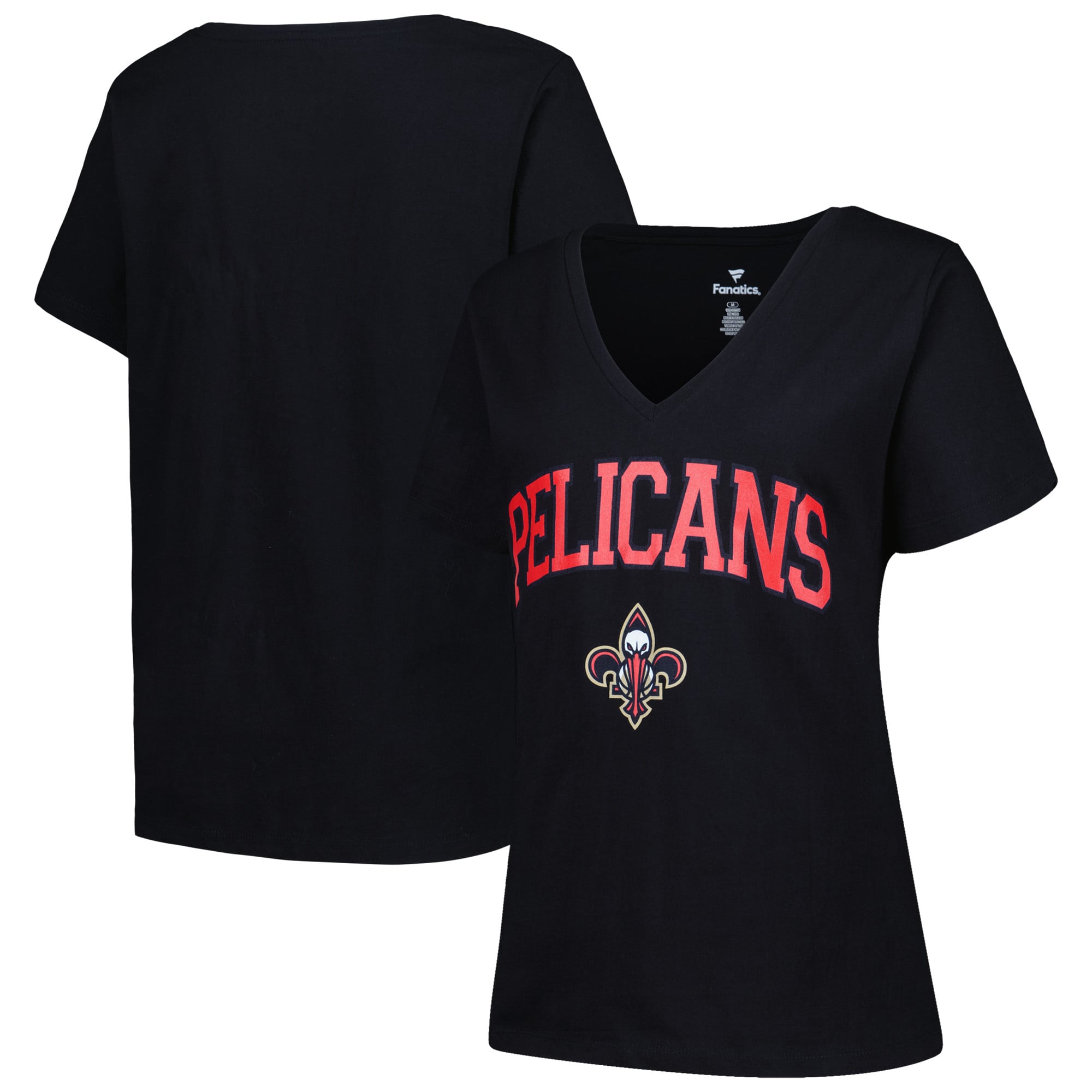 Women's Profile Black New Orleans Pelicans Plus Size Arch Over Logo V-Neck T-Shirt