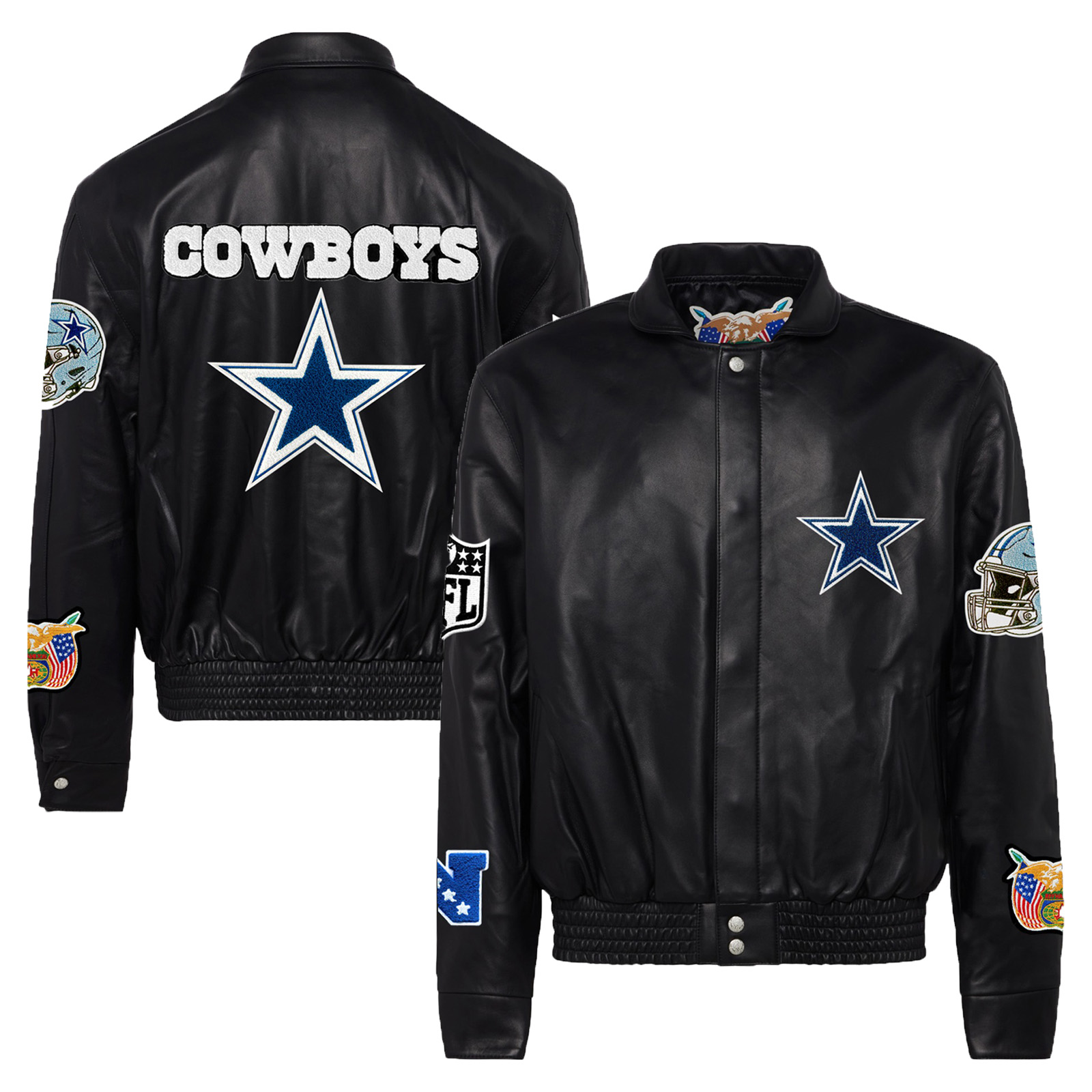 Men's Jeff Hamilton Black Dallas Cowboys All Leather Full-Snap Jacket