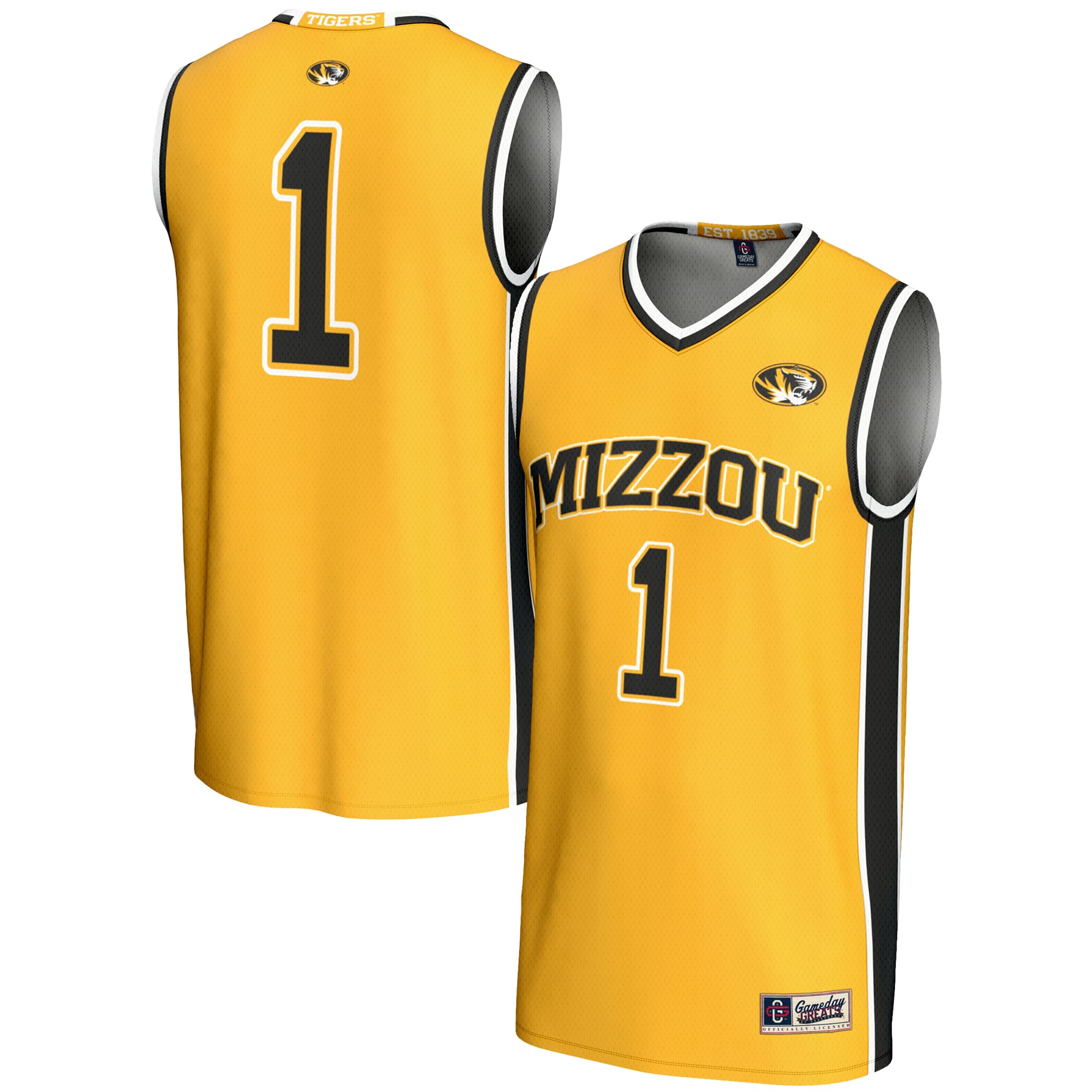 Unisex GameDay Greats #1 Gold Missouri Tigers Lightweight Basketball Jersey