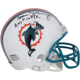 Sean Young Ace Ventura Autographed Riddell Throwback 1997-2012 Mini Helmet with "Ray Finkle" Inscription