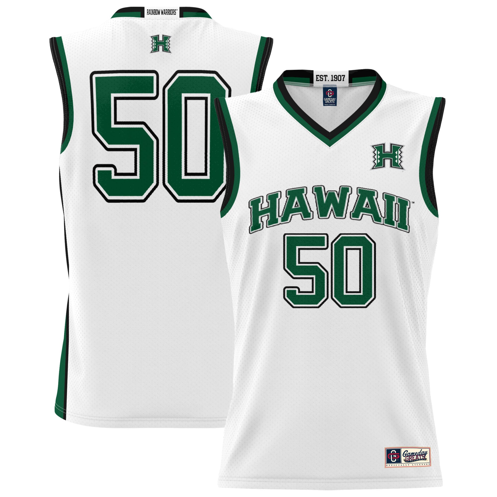 Unisex GameDay Greats #50 White Hawaii Rainbow Warriors Lightweight Basketball Jersey