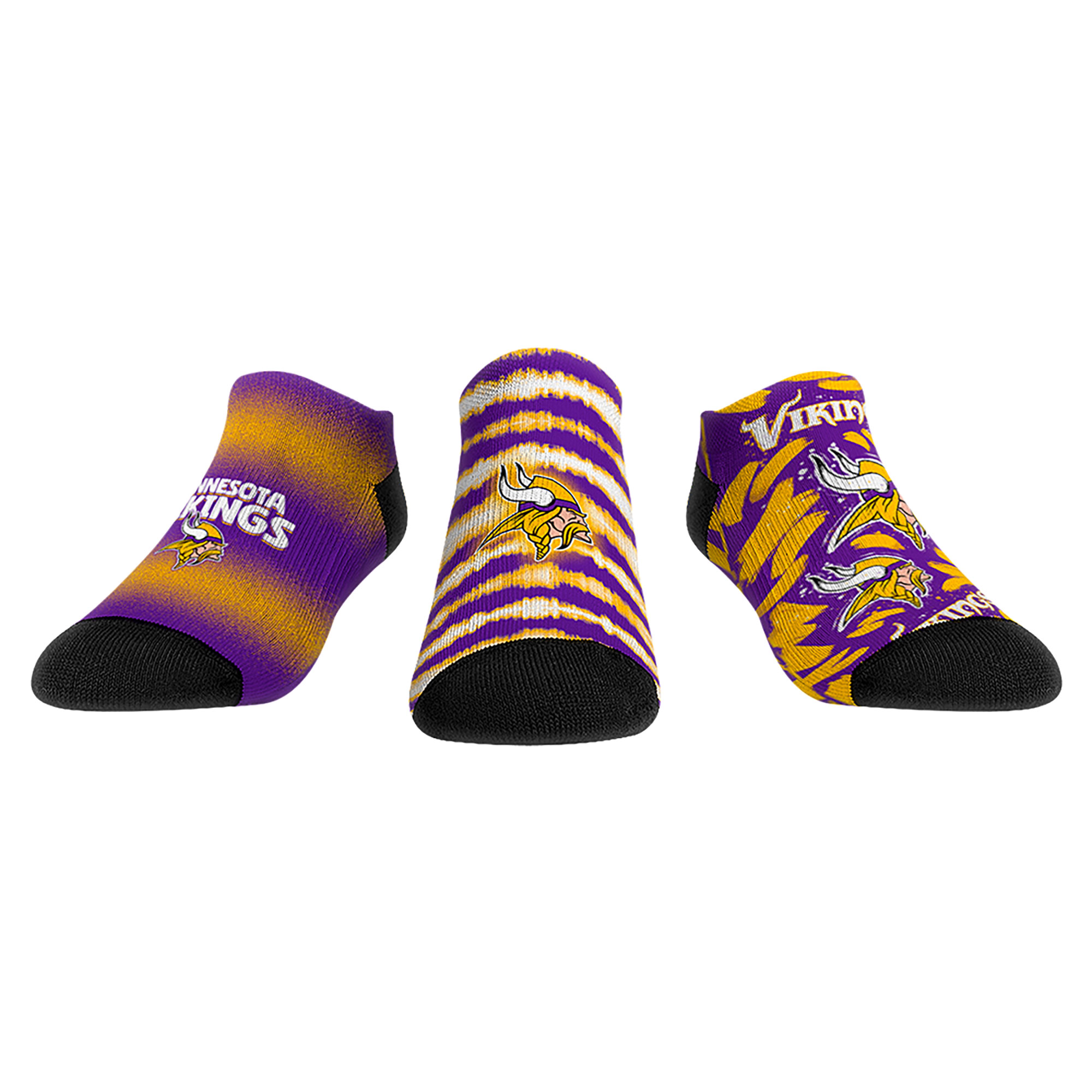 Unisex Rock Em Purple Minnesota Vikings Make Some Noise Three-Pack Low-Cut Socks Set