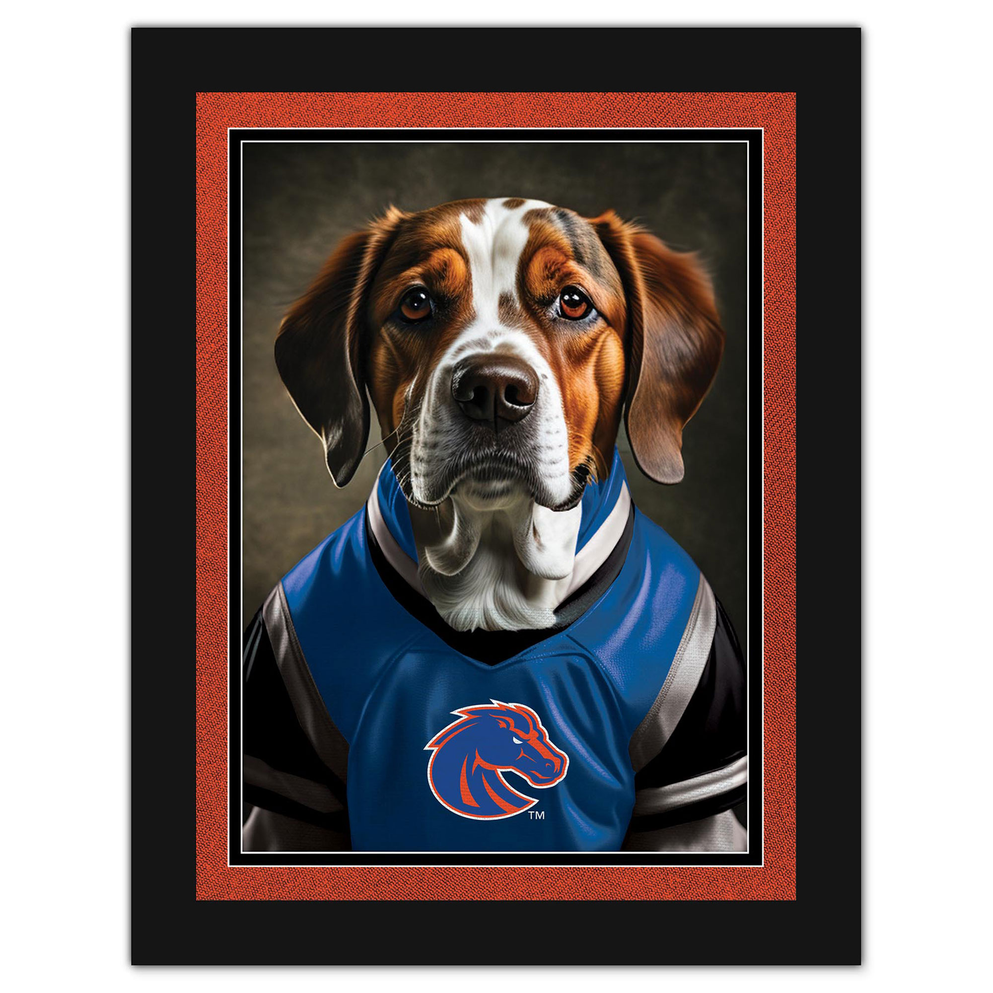 Boise State Broncos 12'' x 16'' Framed Dog In Jersey Print