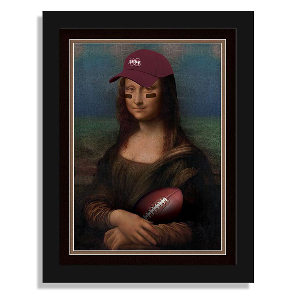 Mississippi State Bulldogs 12" x 16" Mona Lisa Fan Framed Fine Art Print