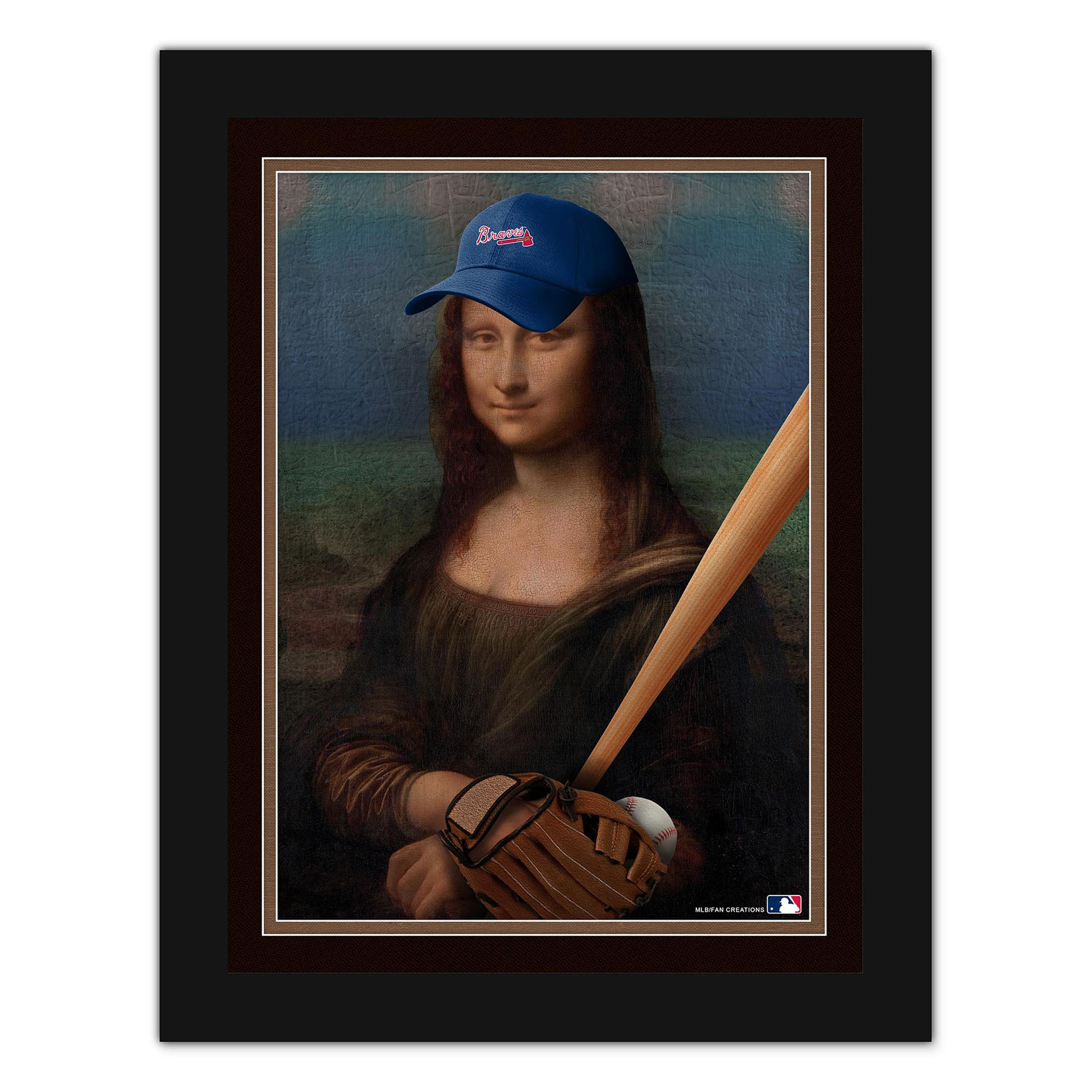 Atlanta Braves 12" x 16" Mona Lisa Fan Framed Fine Art Print