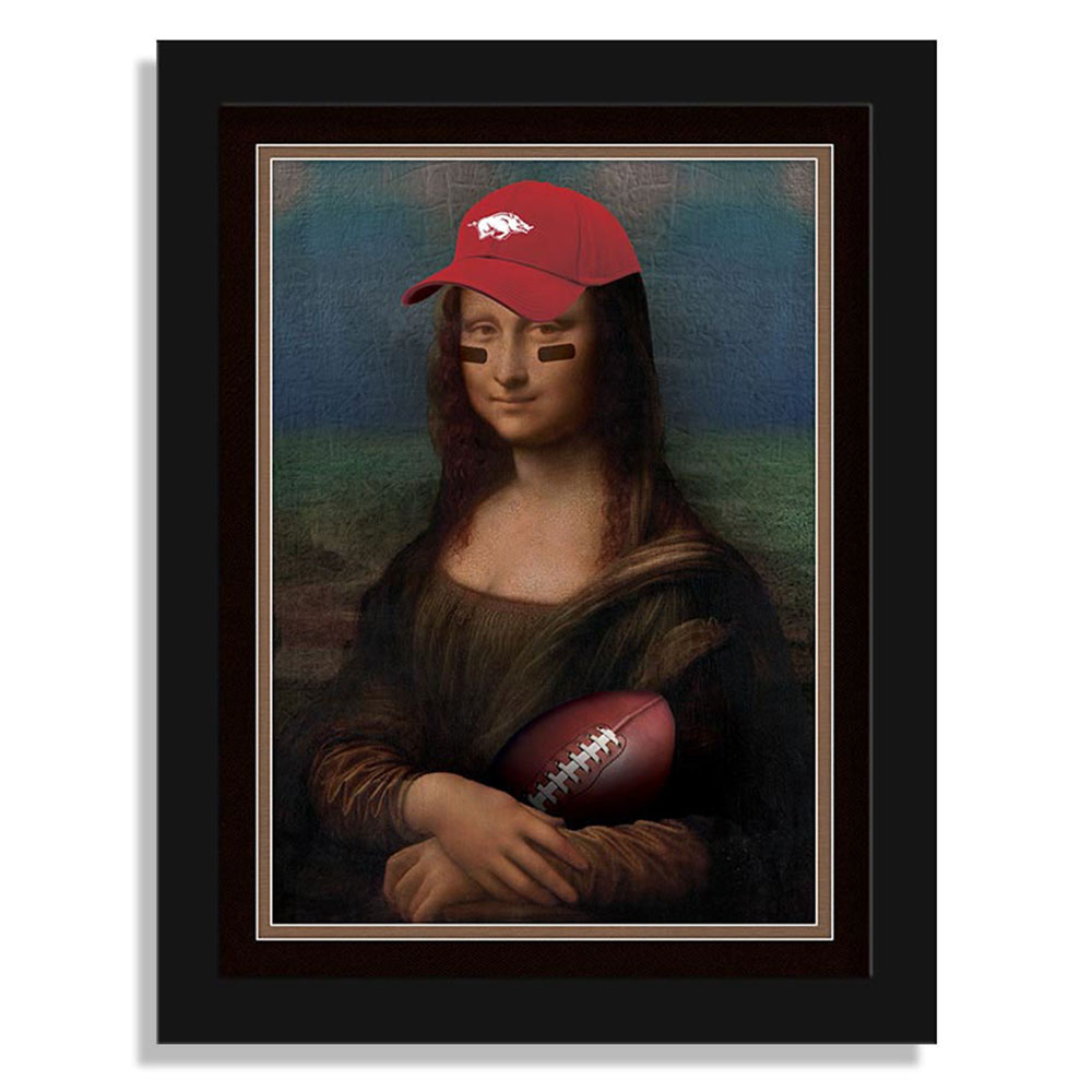 Arkansas Razorbacks 12" x 16" Mona Lisa Fan Framed Fine Art Print
