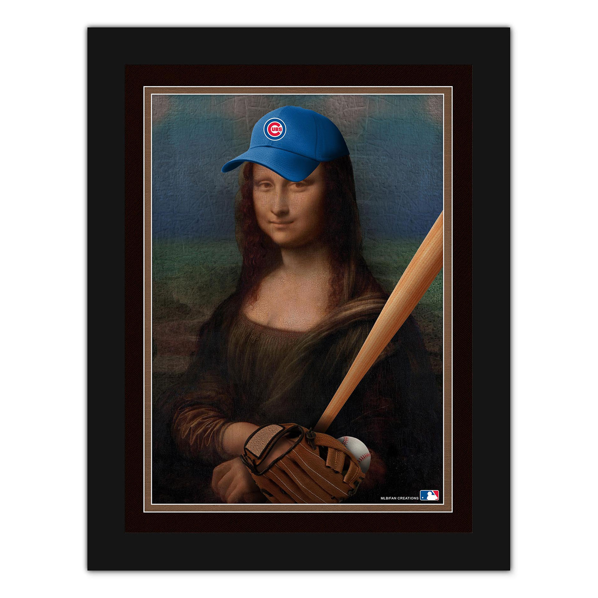 Chicago Cubs 12" x 16" Mona Lisa Fan Framed Fine Art Print