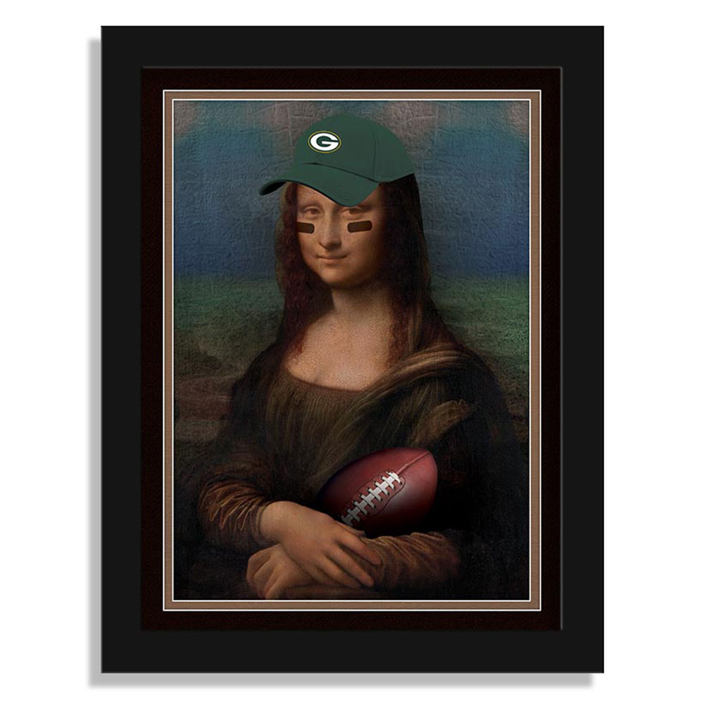 Green Bay Packers 12" x 16" Mona Lisa Fan Framed Fine Art Print