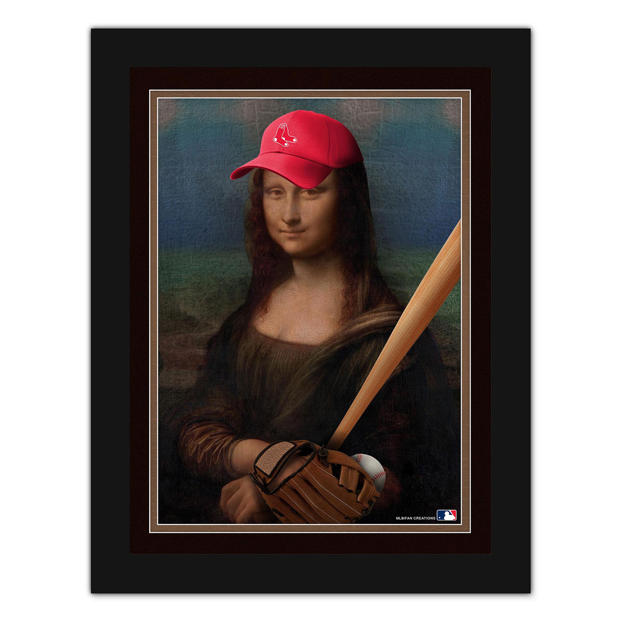 Boston Red Sox 12" x 16" Mona Lisa Fan Framed Fine Art Print