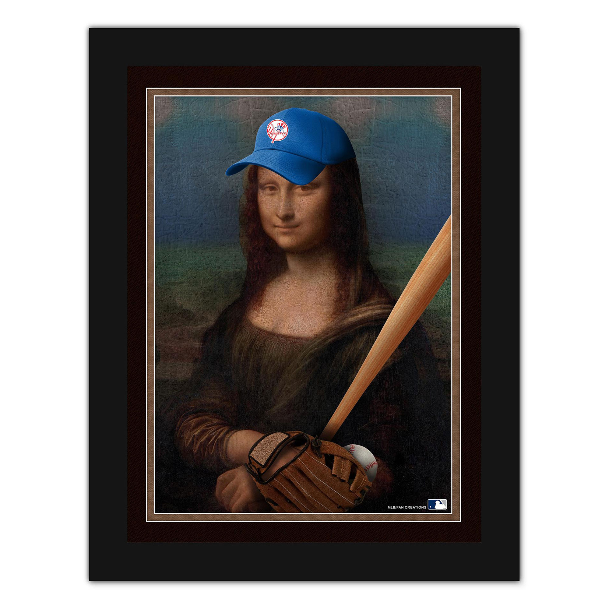 New York Yankees 12" x 16" Mona Lisa Fan Framed Fine Art Print