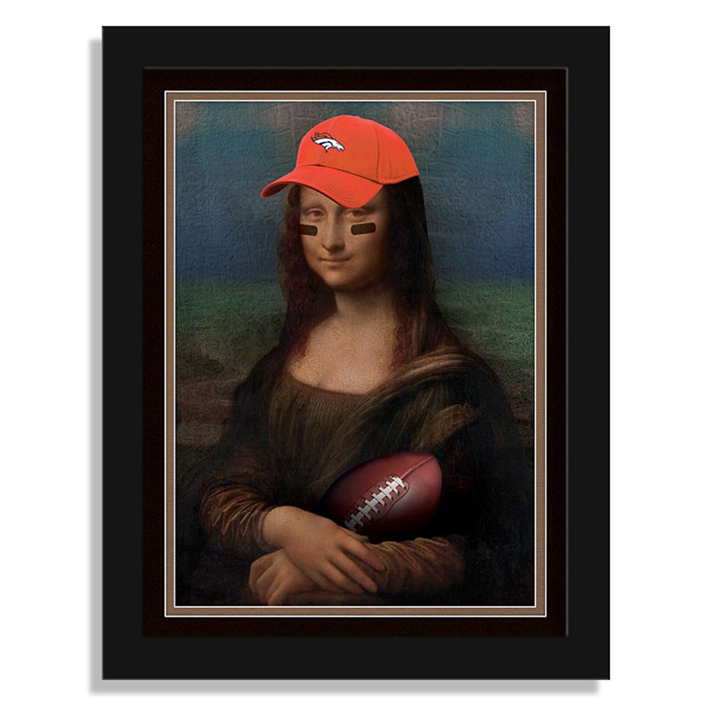 Denver Broncos 12" x 16" Mona Lisa Fan Framed Fine Art Print