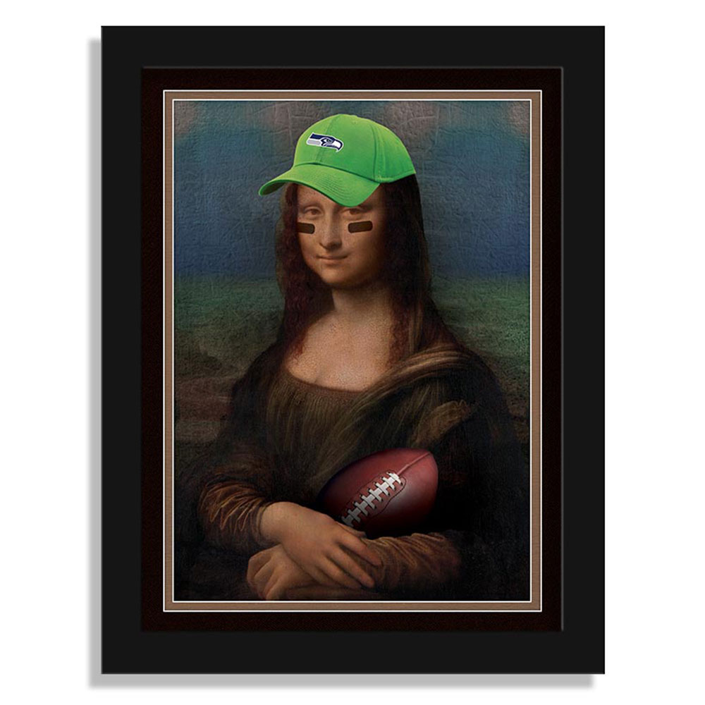 Seattle Seahawks 12" x 16" Mona Lisa Fan Framed Fine Art Print
