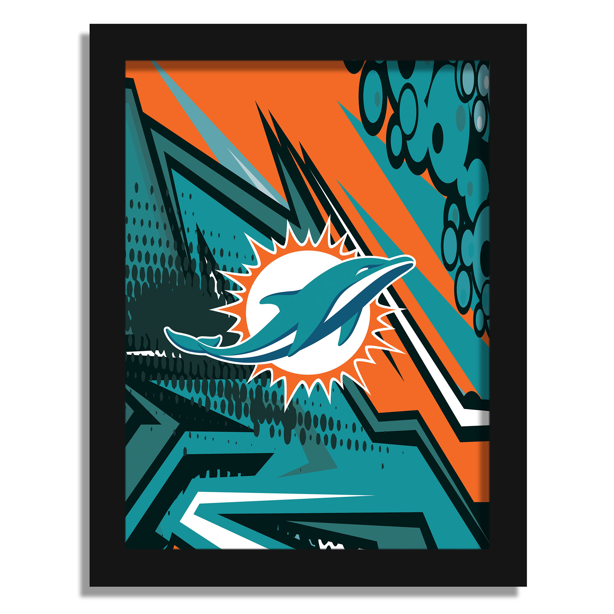 Miami Dolphins 12" x 16" Team Comic Framed Art Print