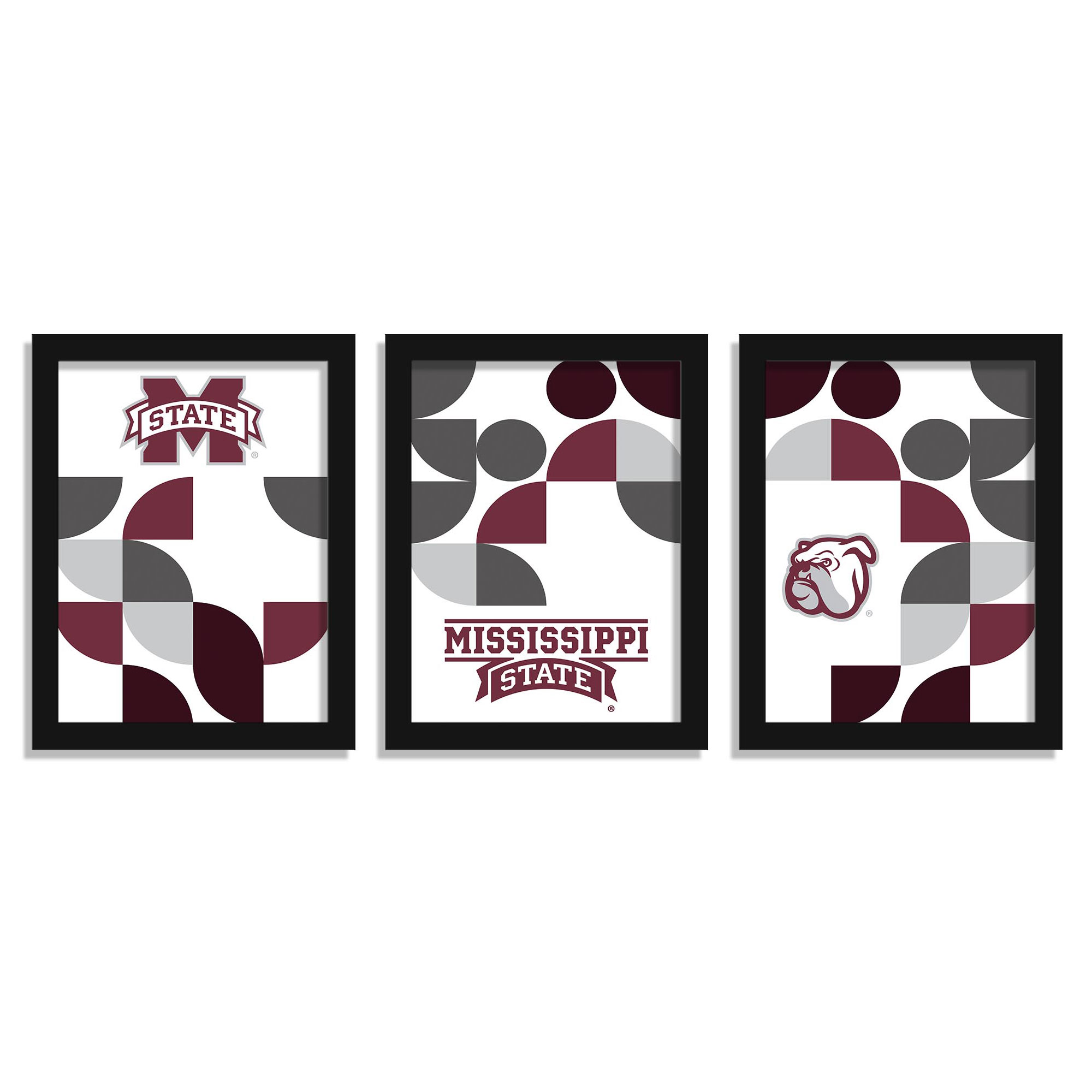 Mississippi State Bulldogs 12" x 16" Framed Minimalist Print Set