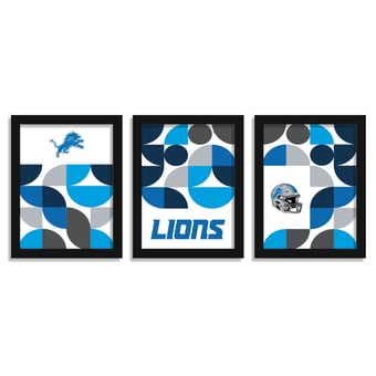 Detroit Lions 12" x 16" Framed Minimalist Print Set