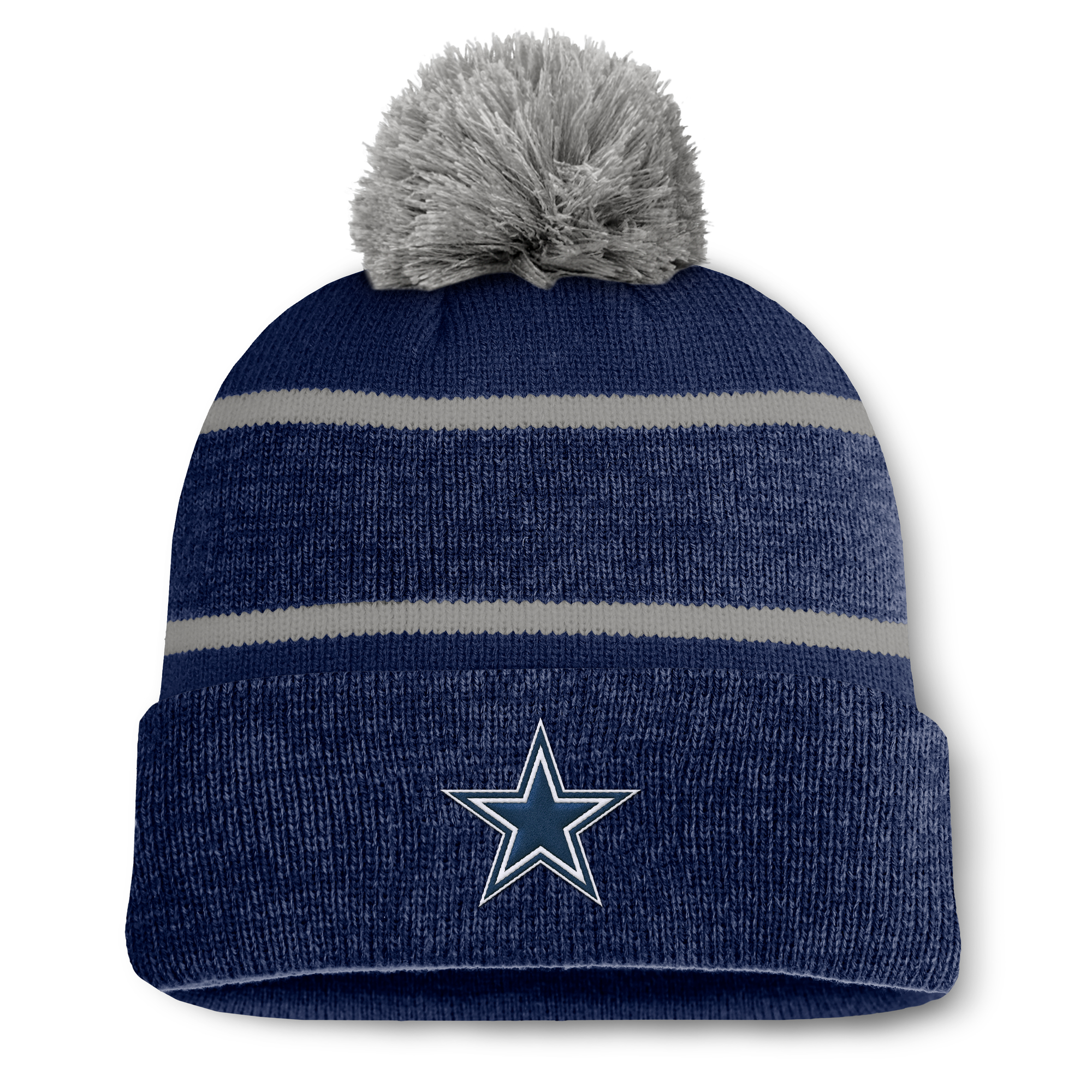 Men's Fanatics Navy Dallas Cowboys Fundamentals Holding Cuffed Knit Hat with Pom