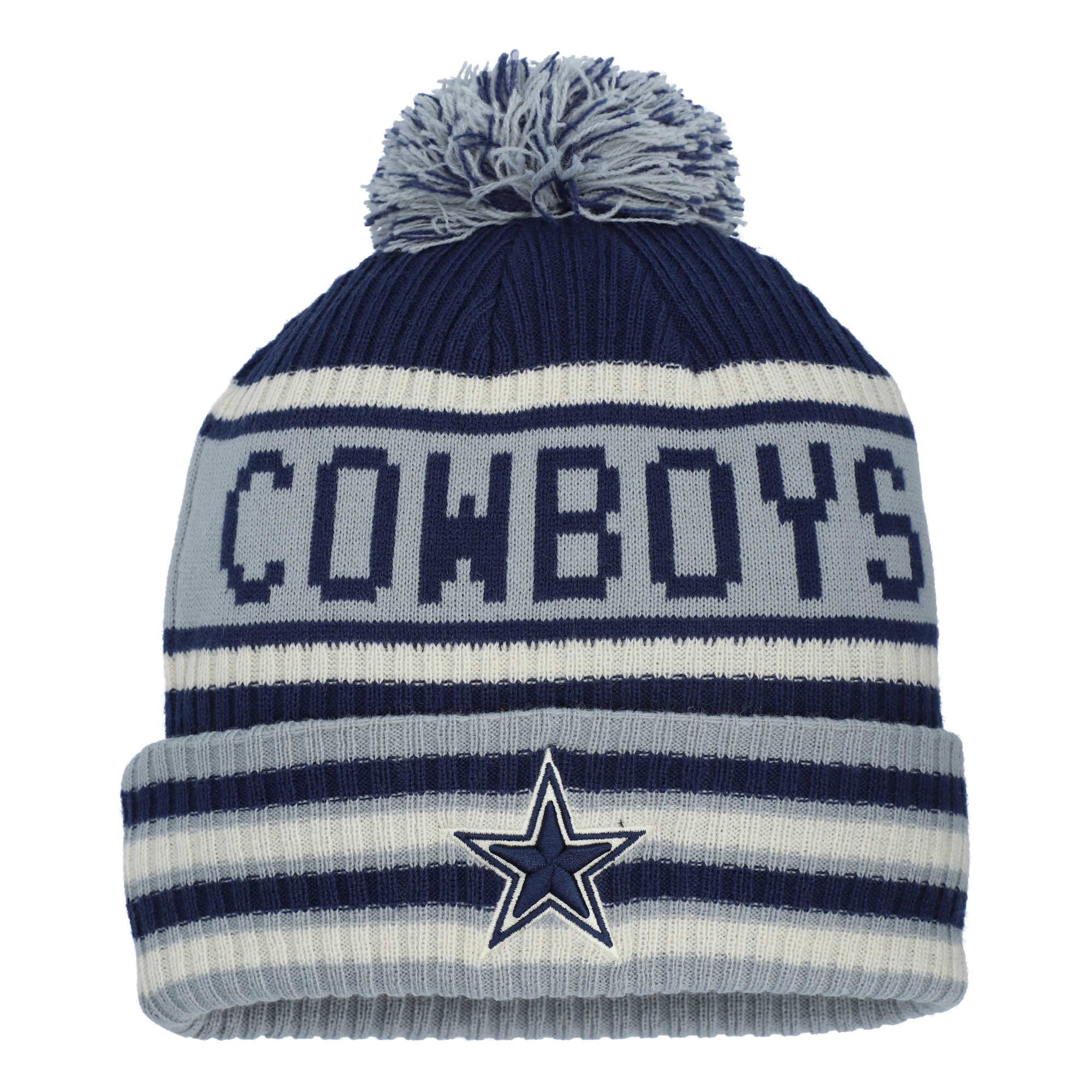 Men's Fanatics Navy Dallas Cowboys Heritage Blindside Cuffed Knit Hat with Pom