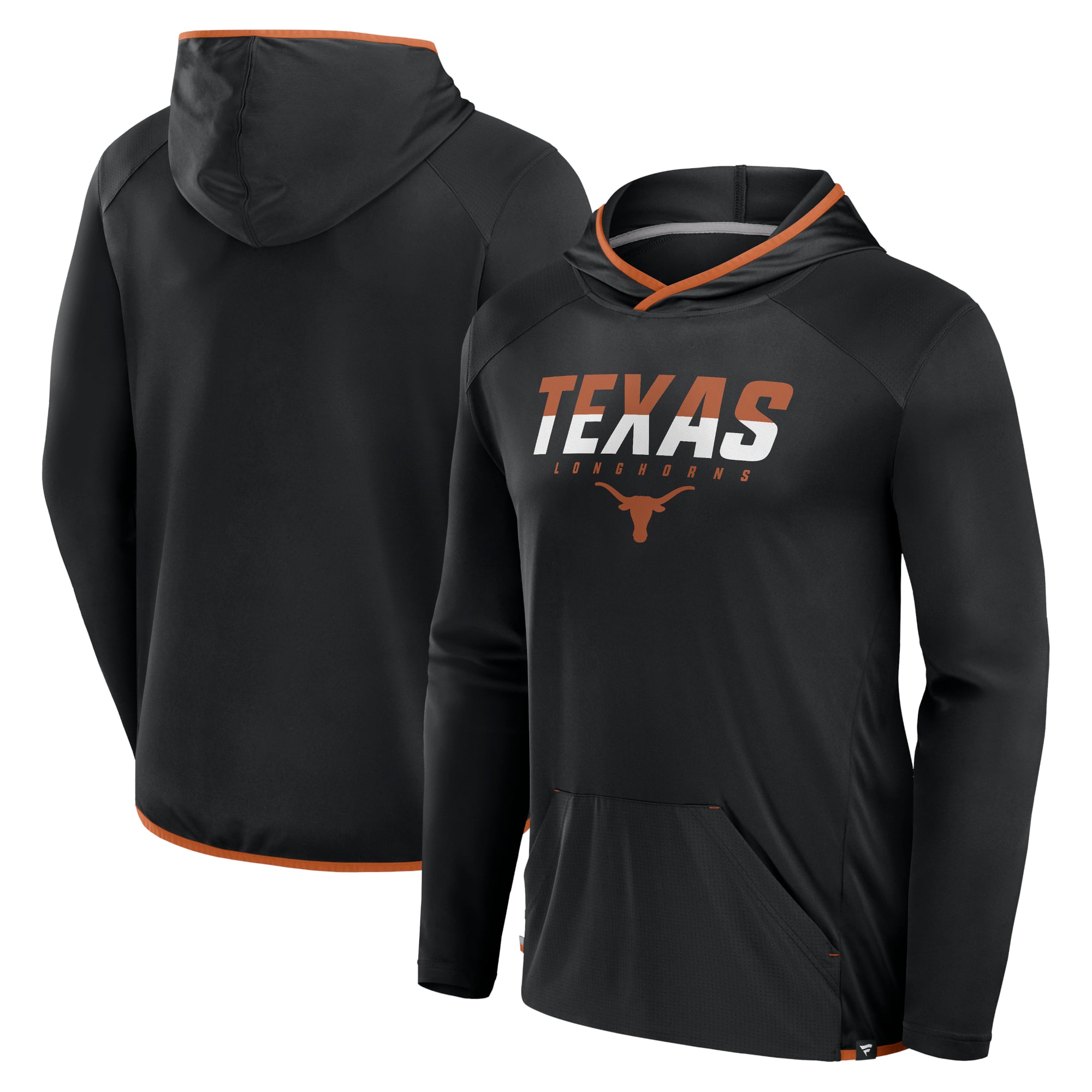 Men's Fanatics Black/Texas Orange Texas Longhorns Transitional Pullover Hooded T-Shirt