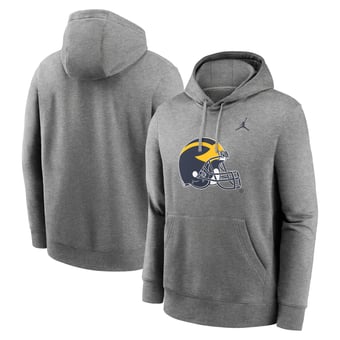 Men's Jordan Brand Heather Gray Michigan Wolverines Primetime Alternate Logo Club Fleece Pullover Hoodie