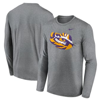 Men's Nike Heather Gray LSU Tigers Primetime Alternate Logo Legend Performance Long Sleeve T-Shirt