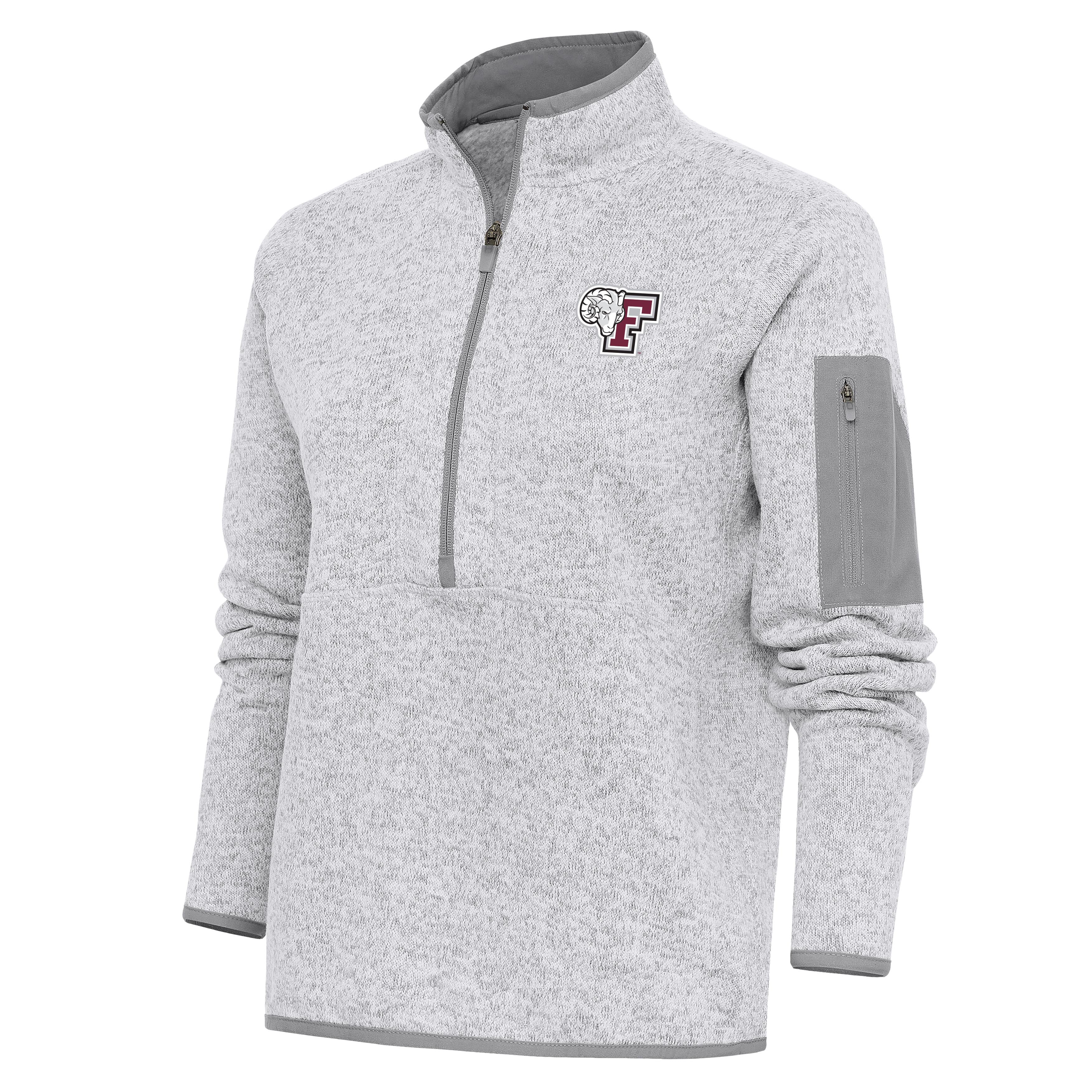 Women's Antigua  Heather Gray Fordham Rams Fortune Half-Zip Jacket