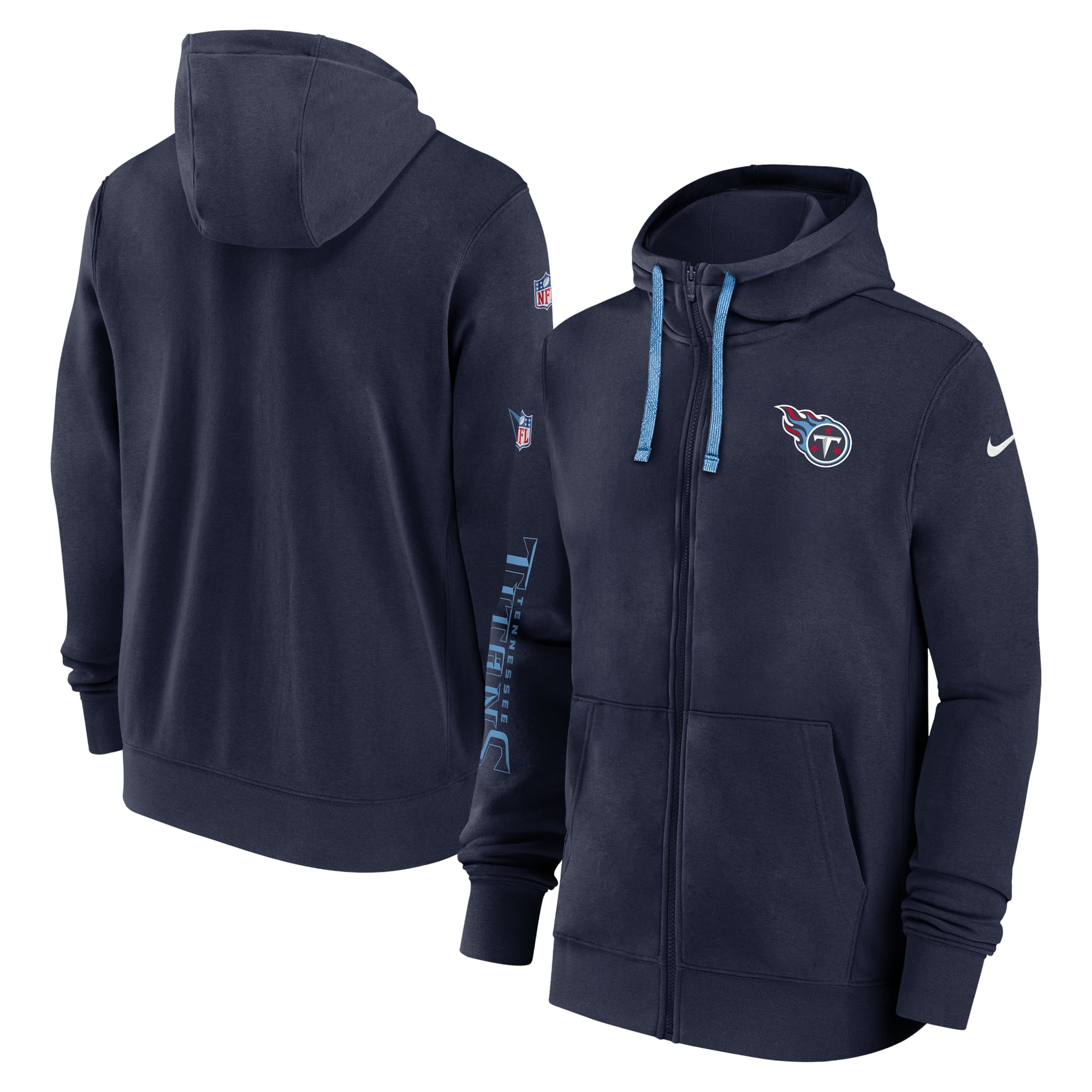 Men’s Nike Navy Tennessee Titans 2024 Sideline Club Full-Zip Hoodie